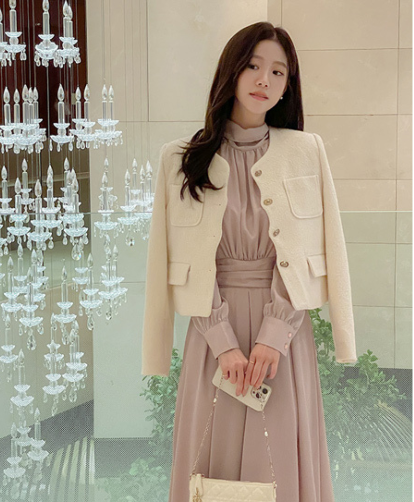 [現貨] Pamela 溫柔女神絲帶洋裝 [ 粉色 / S ]