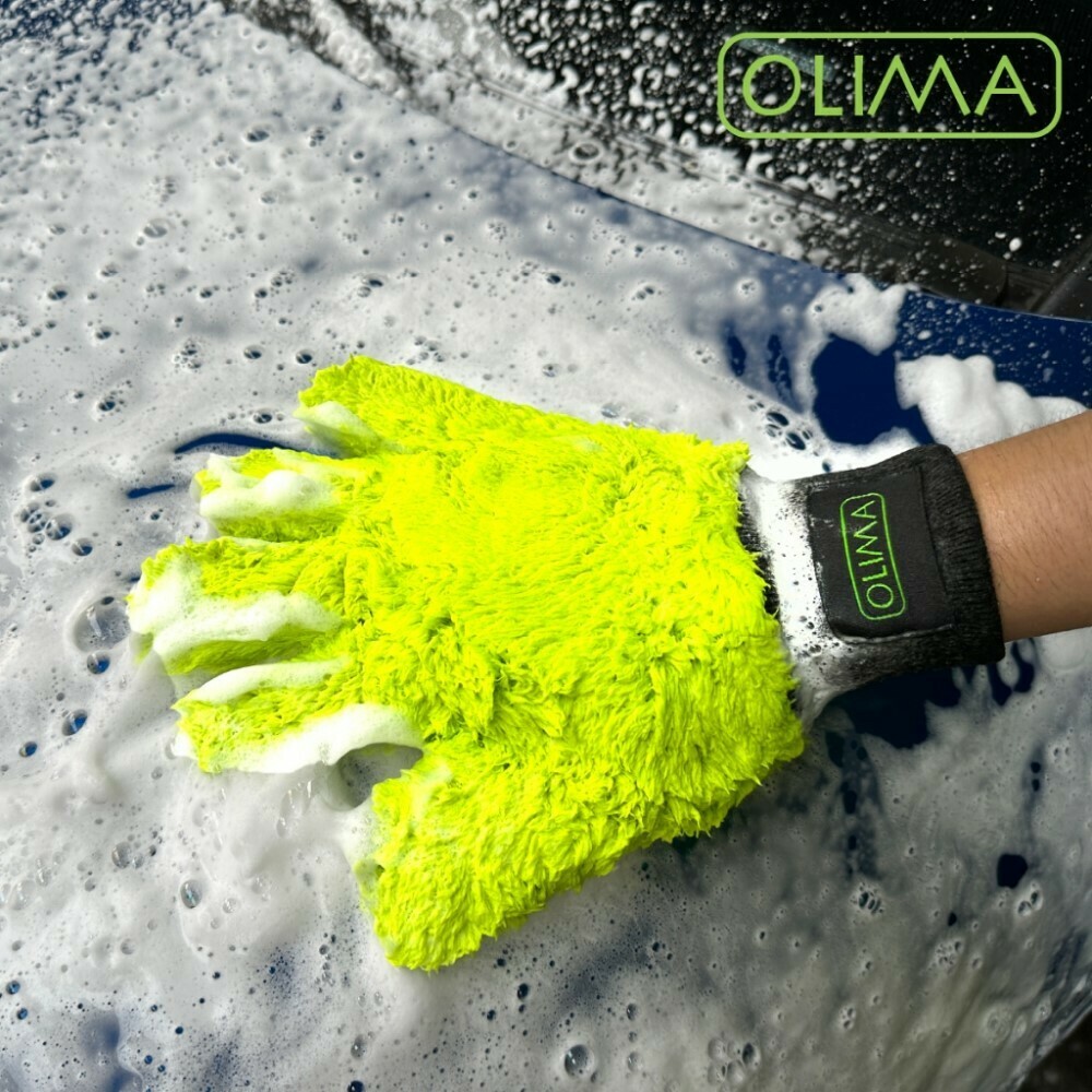 OLIMA 5指山洗車手套 加厚雙面 洗車手套 珊瑚絨手套 五指洗車手套