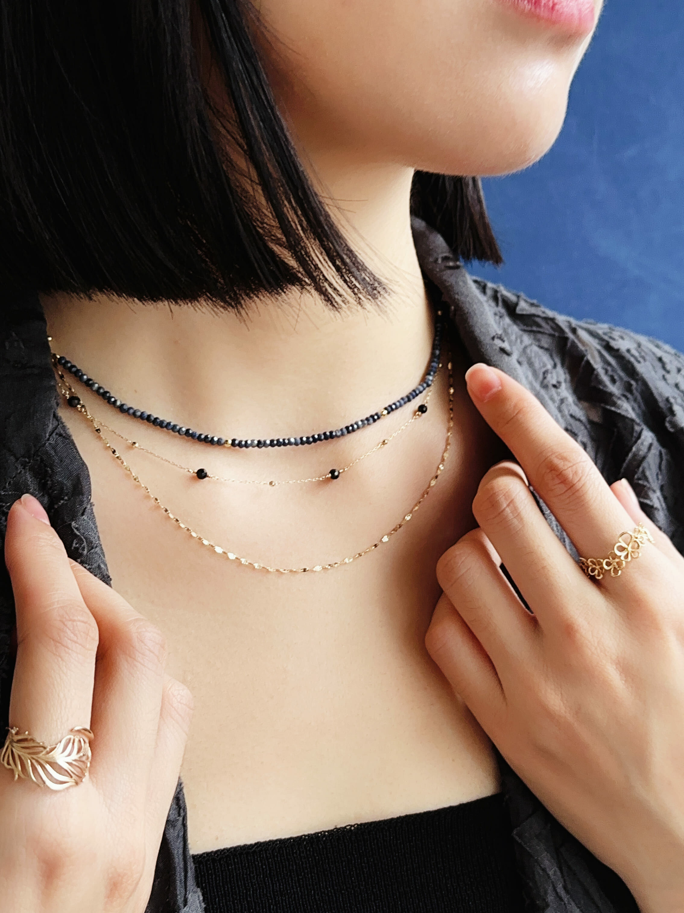 穗花雙鍊項鍊｜藍寶石