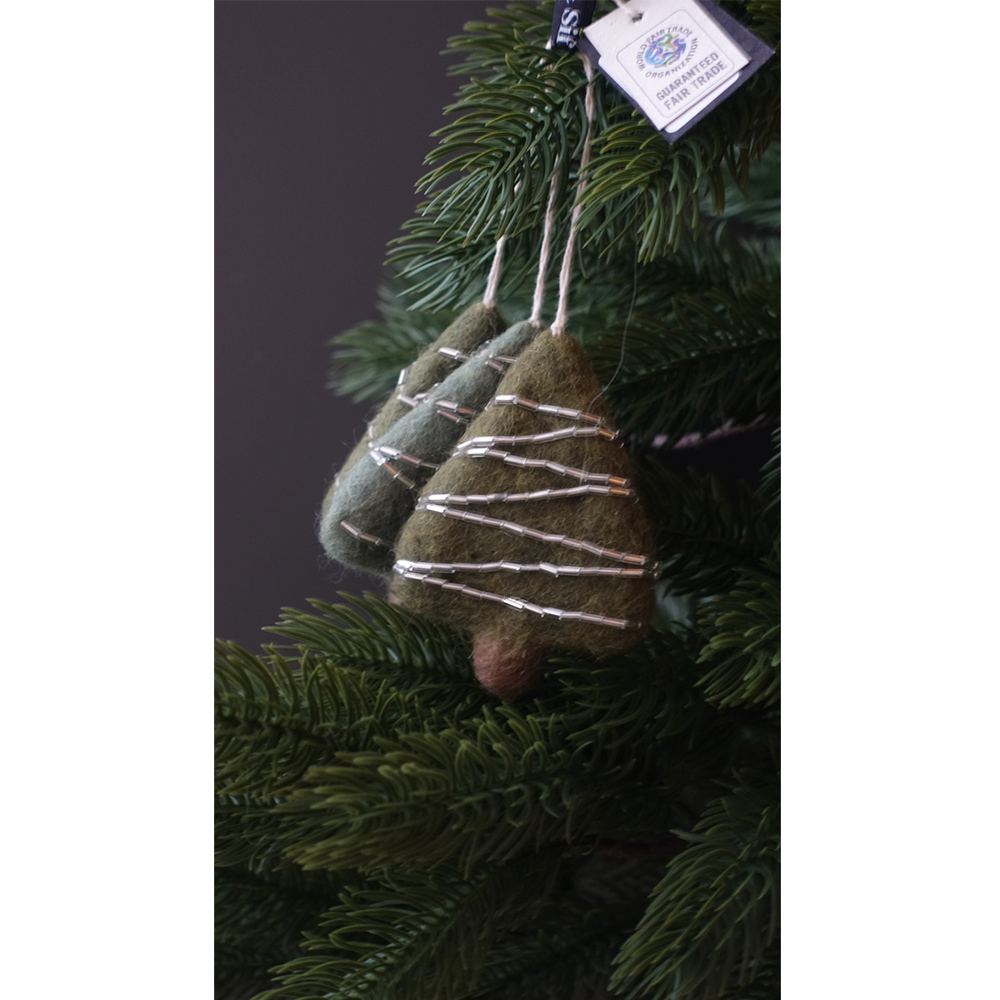 丹麥Gry&Sif 聖誕掛飾-Green Trees w/Pearls(12323)