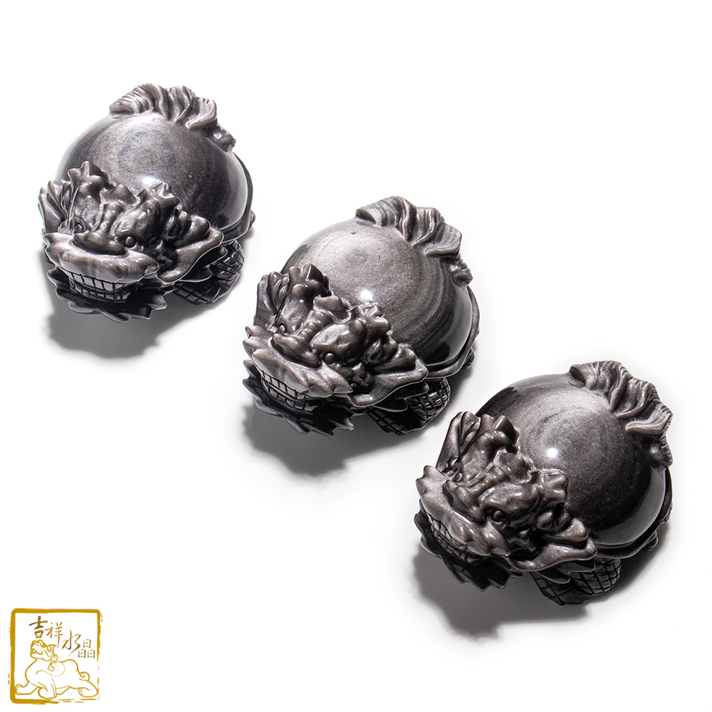 銀沙黑曜石龍龜 240g 守財化煞