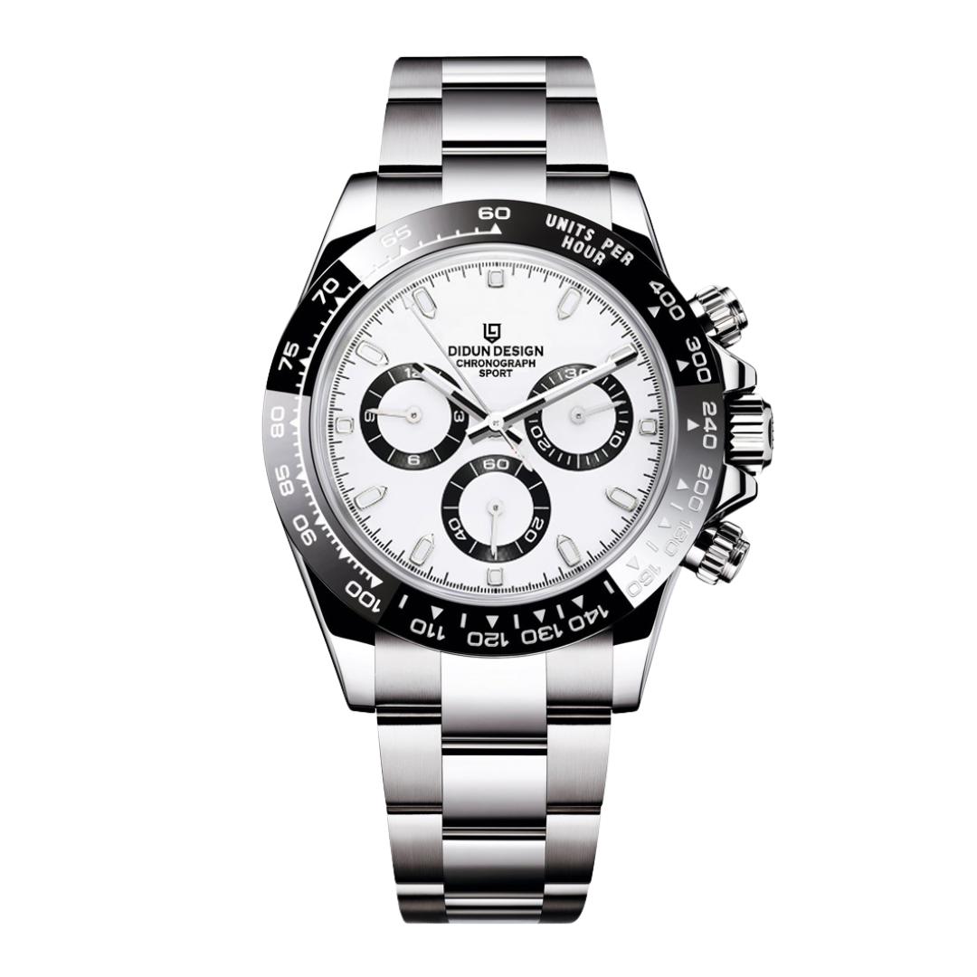 【DIDUN 迪頓】真三眼帶日期 熊貓款 迪通拿款 不繡鋼  機械錶 DDN- 009-