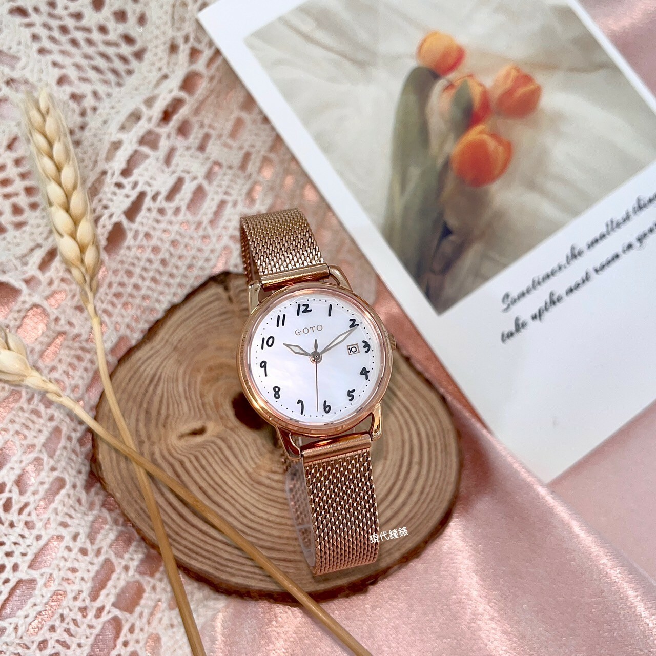 【GOTO】 Numerals 數字系列-小月光-玫白貝GM0119L-44-H41 26mm 現代鐘錶
