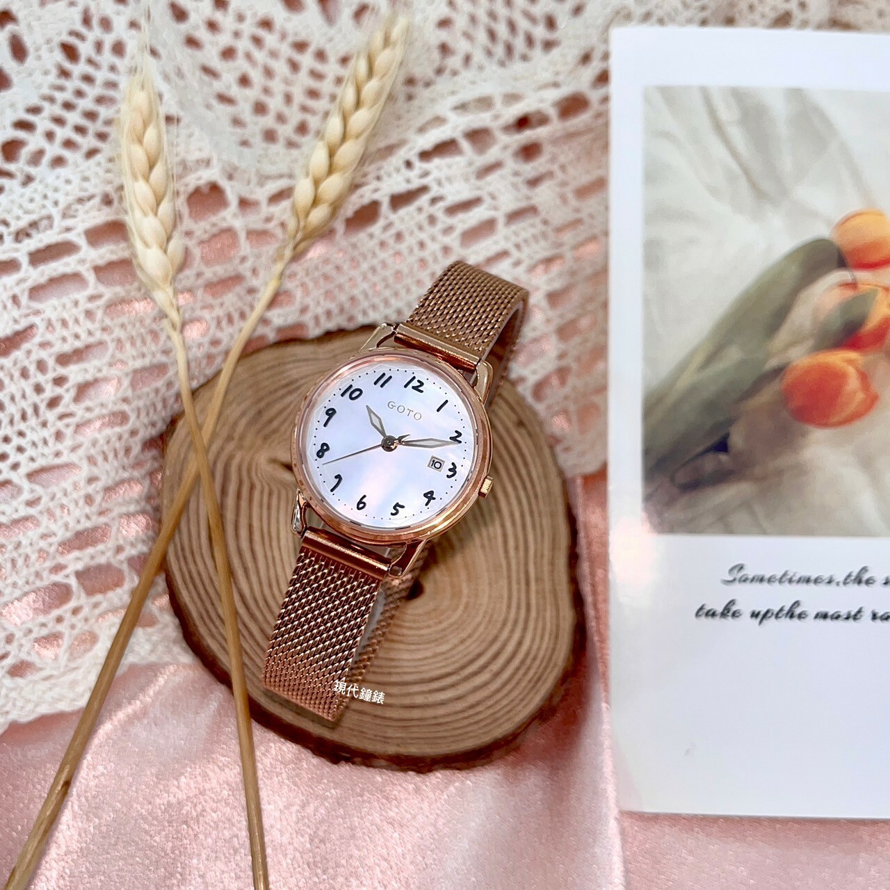【GOTO】 Numerals 數字系列-小月光-玫白貝GM0119L-44-H41 26mm 現代鐘錶
