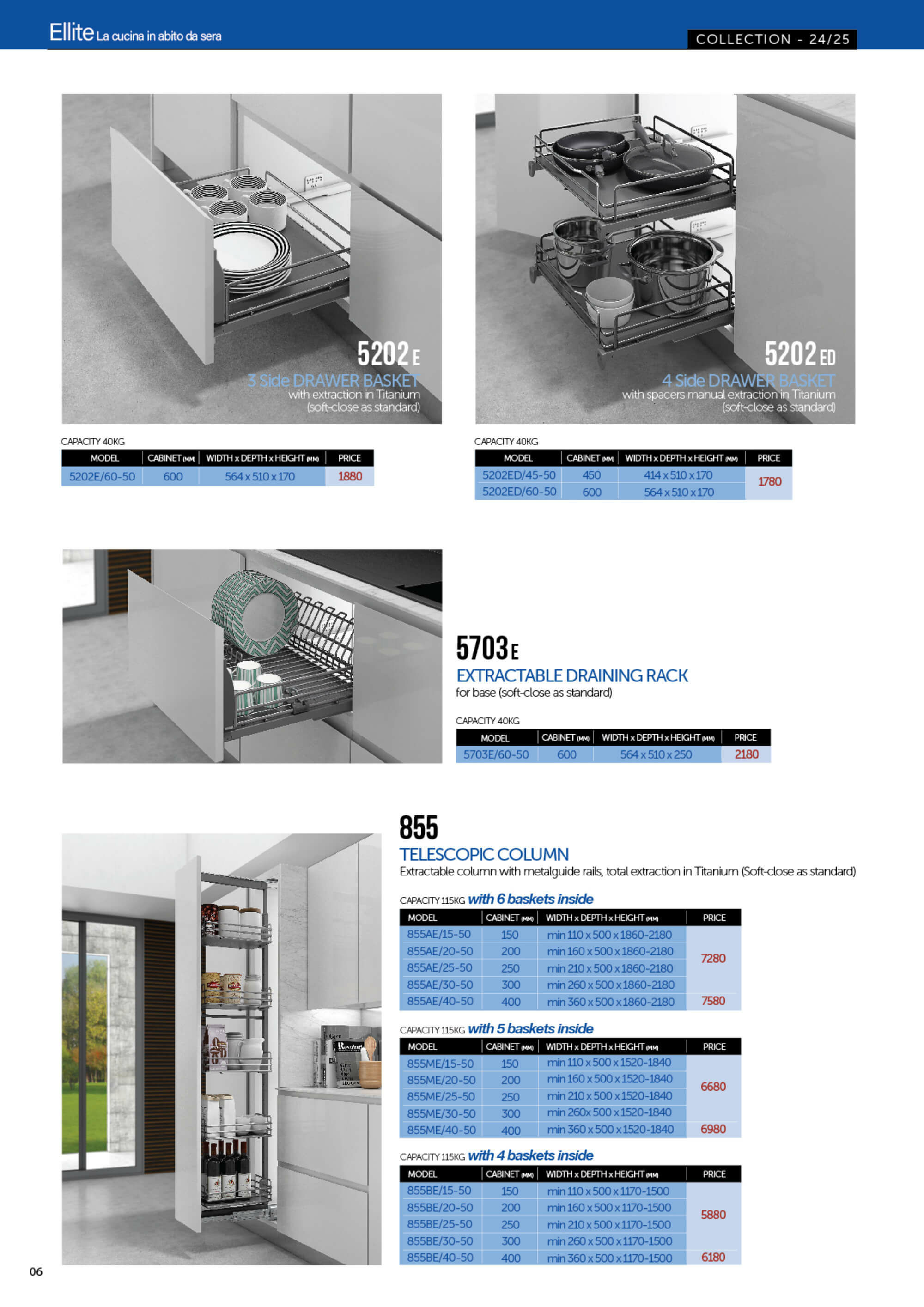 inoxa 5202e, 5202ed, 5703e, 855 廚櫃拉籃