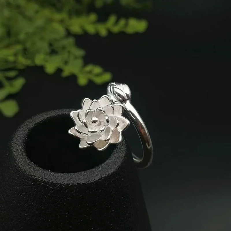 好運蓮蓮純銀戒指