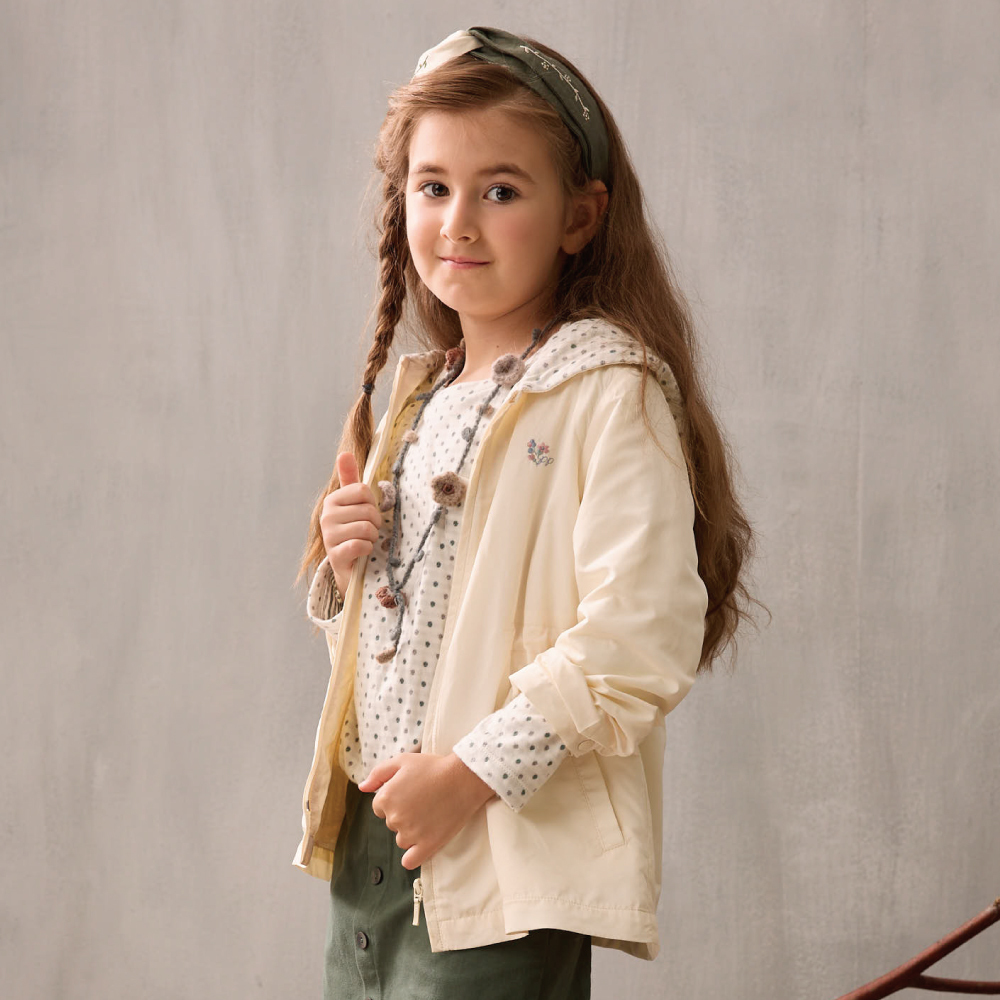 PIPPY優雅素色風衣連帽外套 米