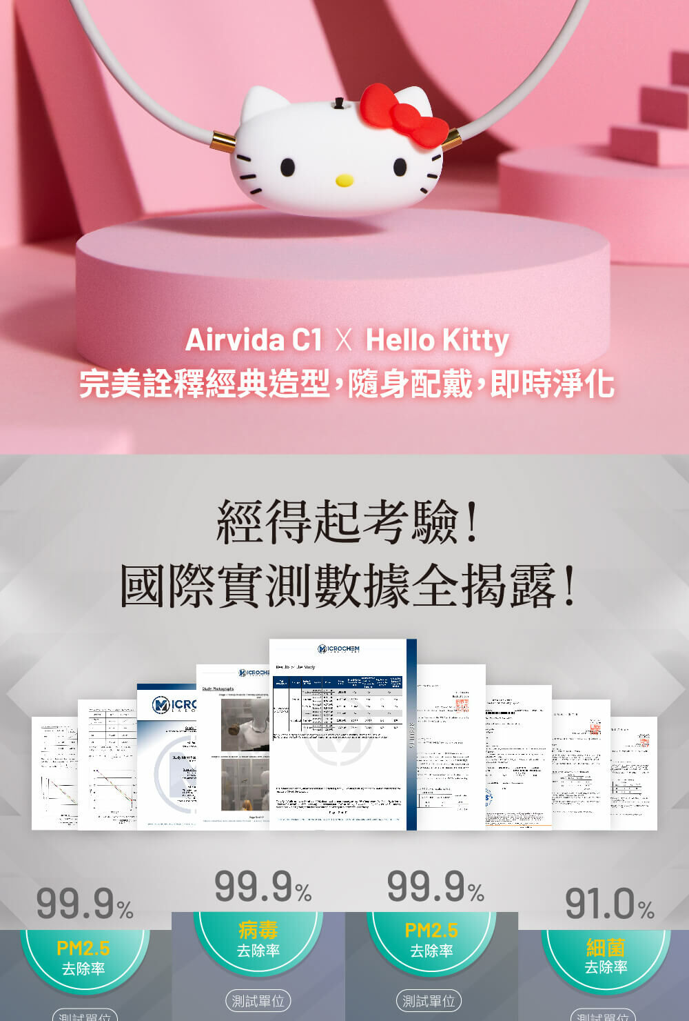 Airvida C1 × HELLO KITTY 日本製 空気清浄機 IBLE、「ハローキティ」デザインの首かけ式空気清浄機 - 価格.com