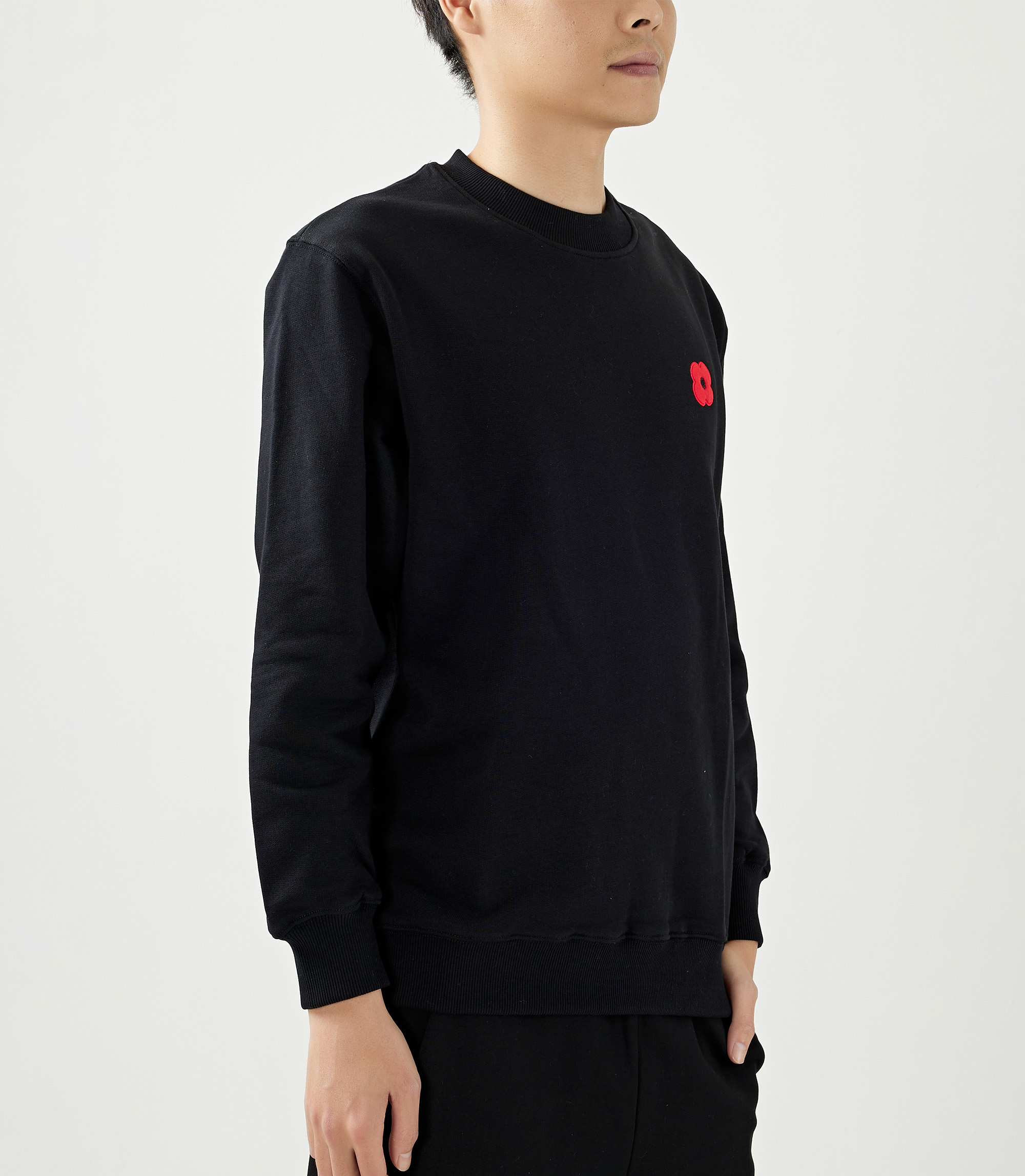 Monsieur Coquelicot 經典罌粟花純棉運動衫 (黑)