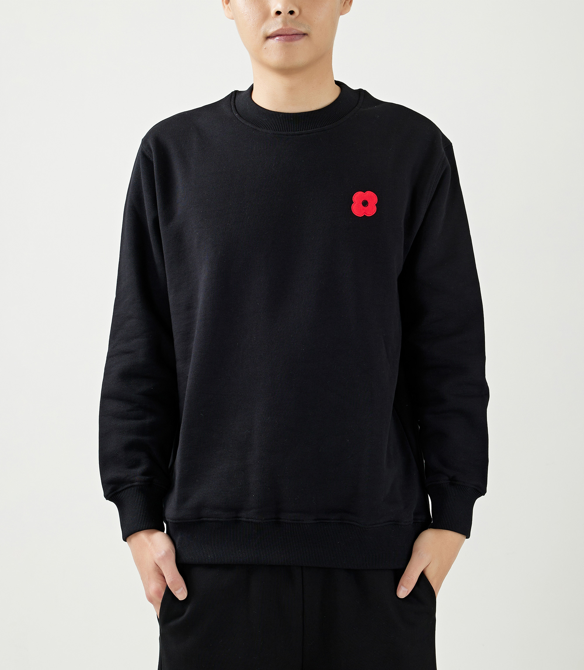 Monsieur Coquelicot 經典罌粟花純棉運動衫 (黑)