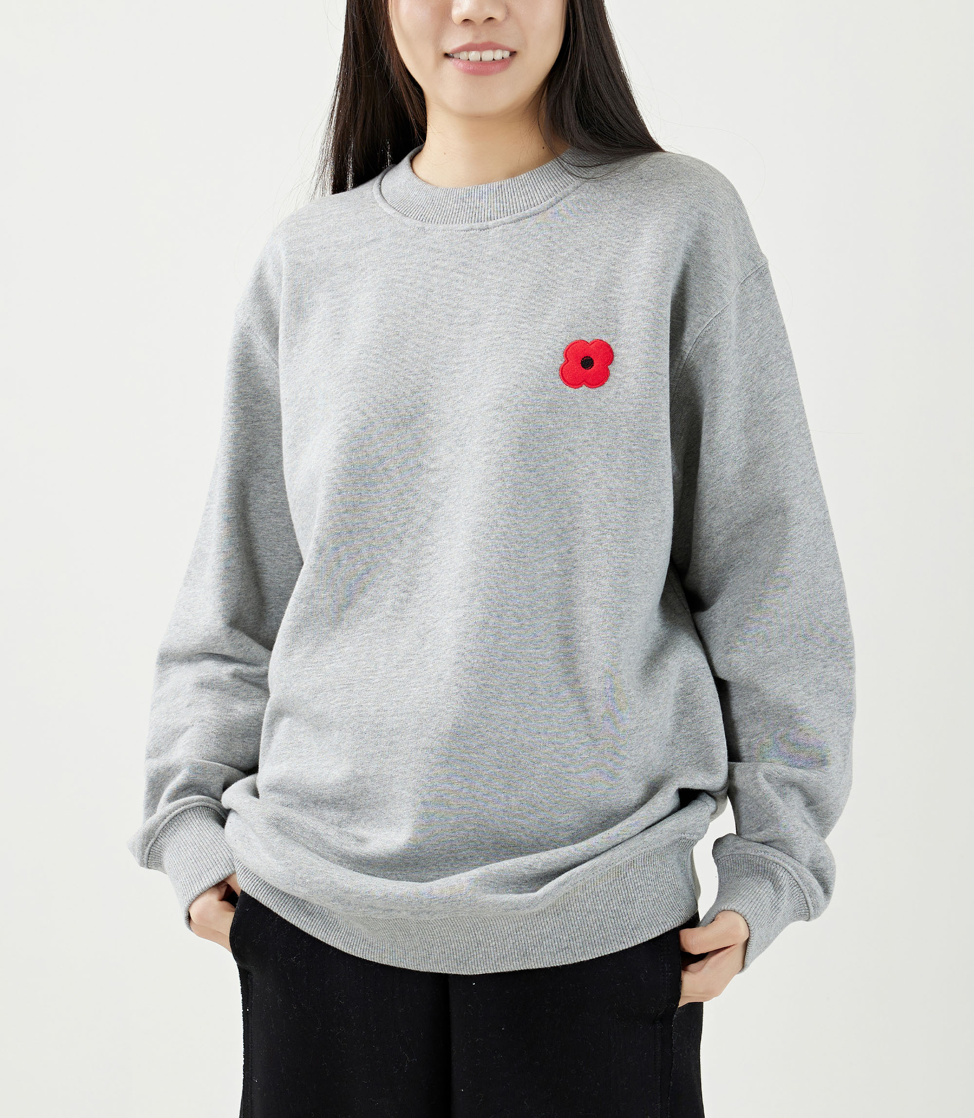 Monsieur Coquelicot 經典罌粟花純棉運動衫 (灰)