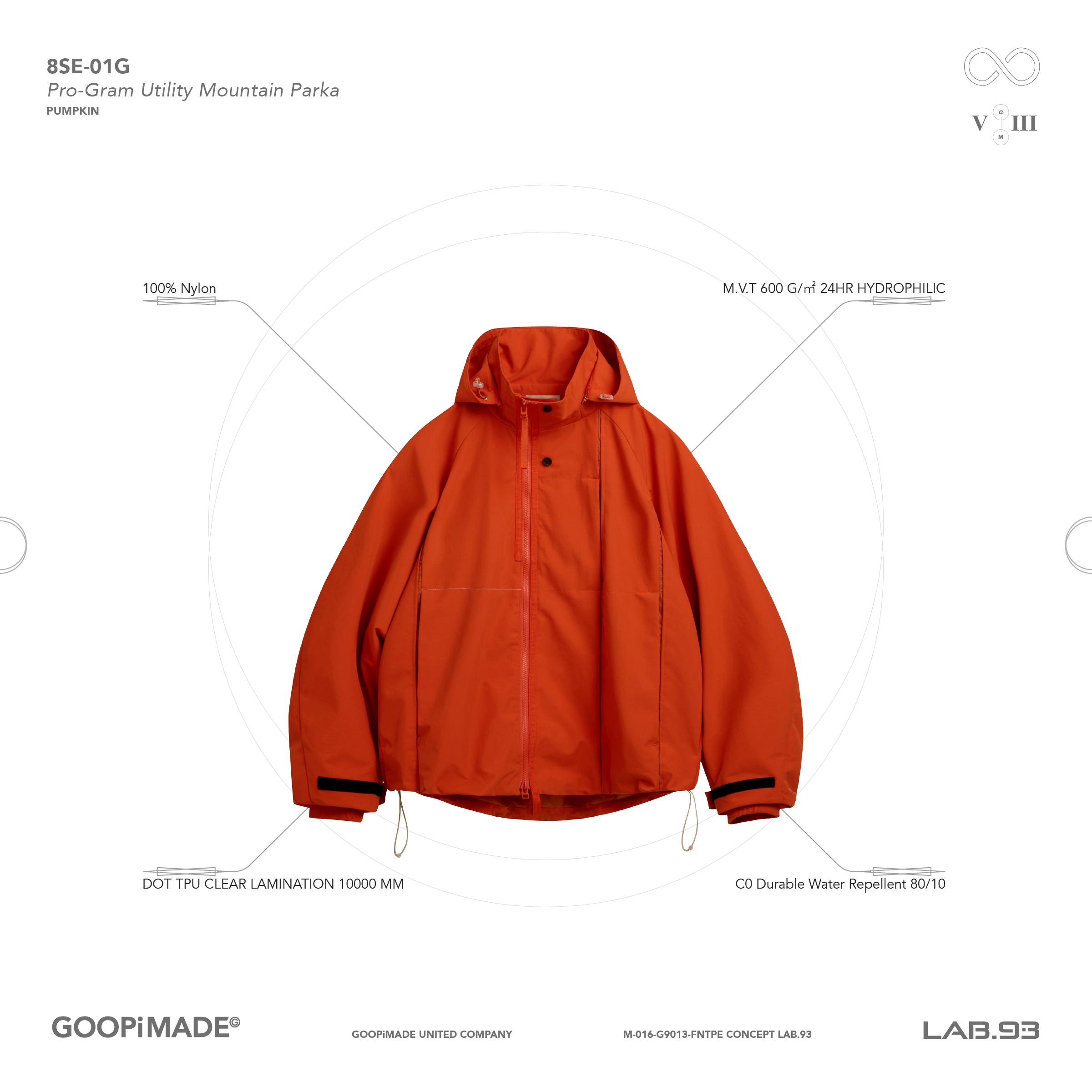 8SE-01G” Pro-Gram Utility Mountain Parka - Pumpkin