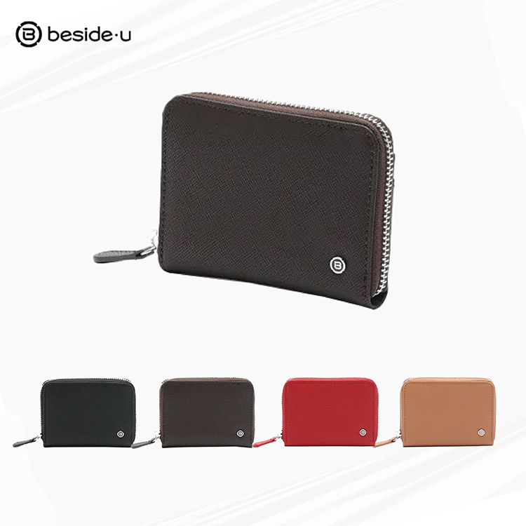 beside u ALMOND 拉鍊皮革短夾 ALS25