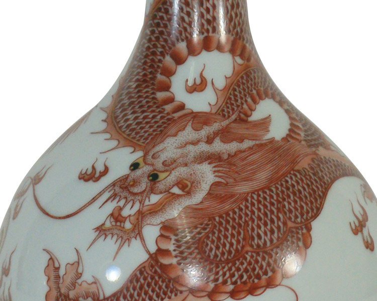 鹿港窯 |祥龍獻瑞粉彩膽瓶｜仿乾隆年間御用花瓶｜居家開運收藏珍品