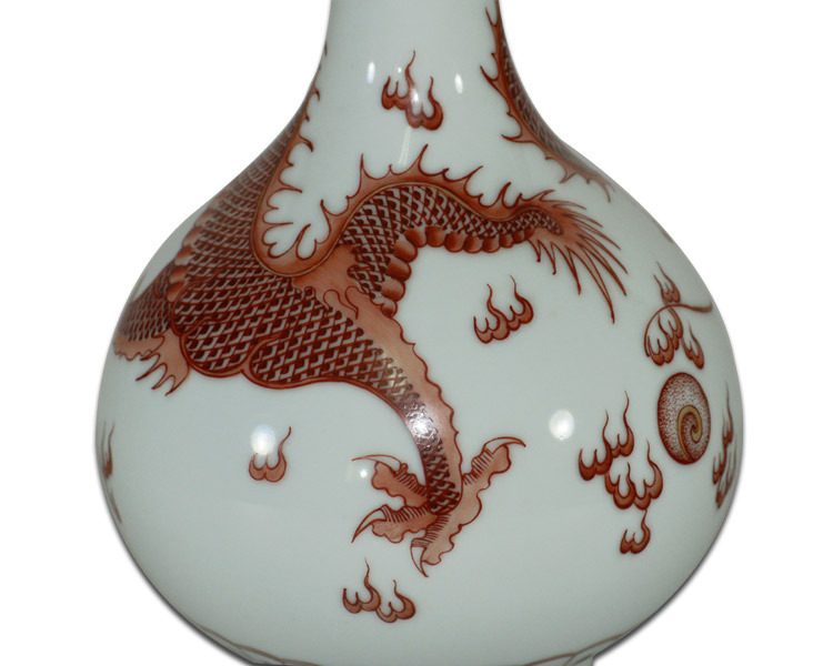 鹿港窯 |祥龍獻瑞粉彩膽瓶｜仿乾隆年間御用花瓶｜居家開運收藏珍品