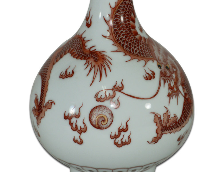 鹿港窯 |祥龍獻瑞粉彩膽瓶｜仿乾隆年間御用花瓶｜居家開運收藏珍品