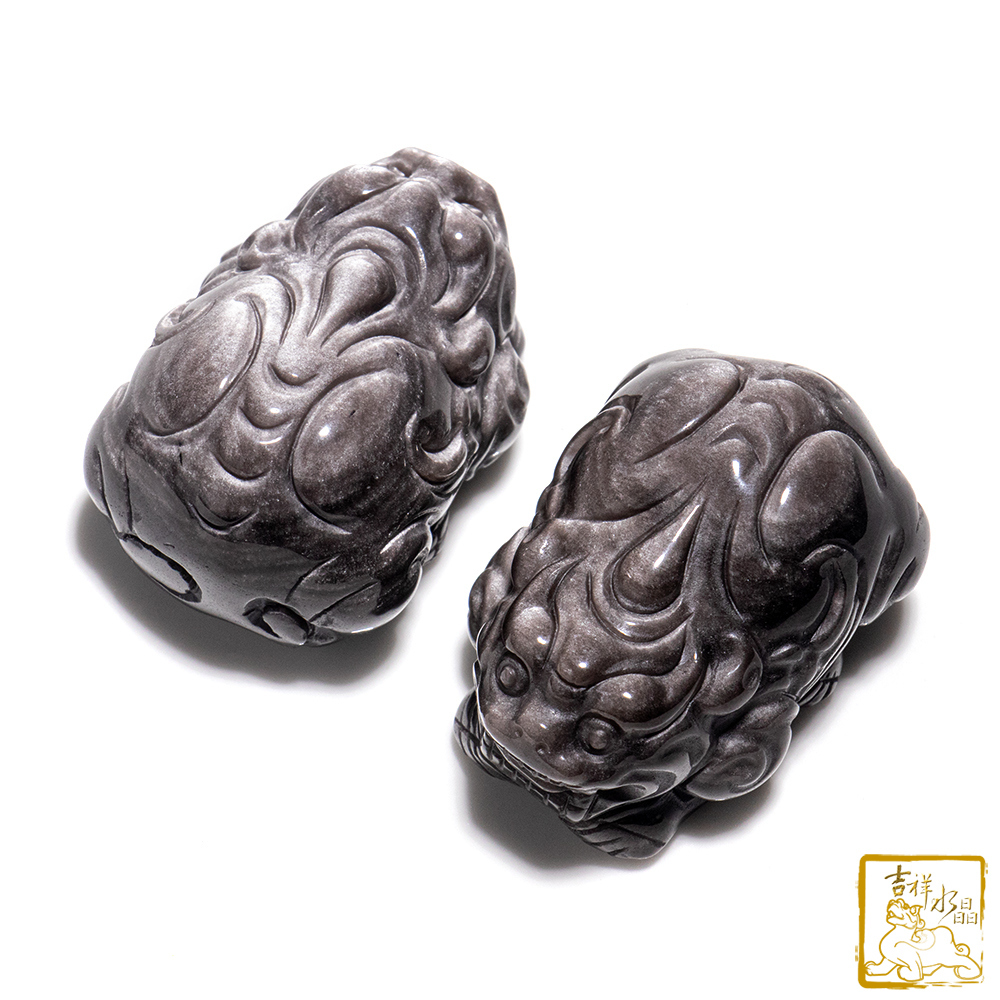 銀沙黑曜石貔貅 65g 招財咬錢