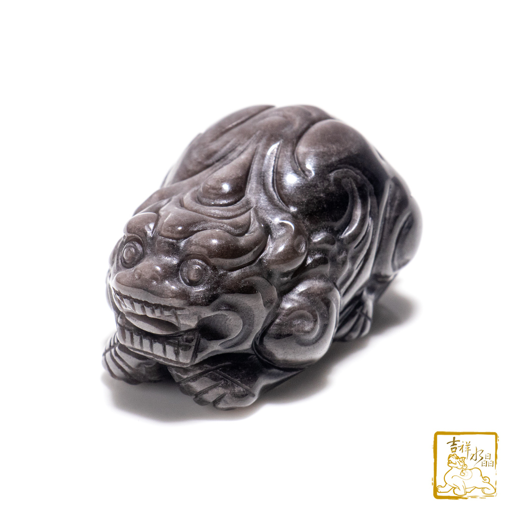 銀沙黑曜石貔貅 65g 招財咬錢