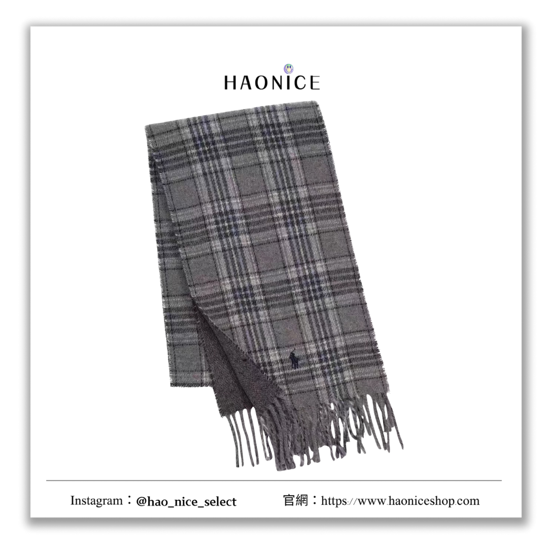 【HAO NICE】 POLO Ralph Lauren拉夫勞倫 秋冬新款 羊毛混紡經典格子圍巾 秋冬必備