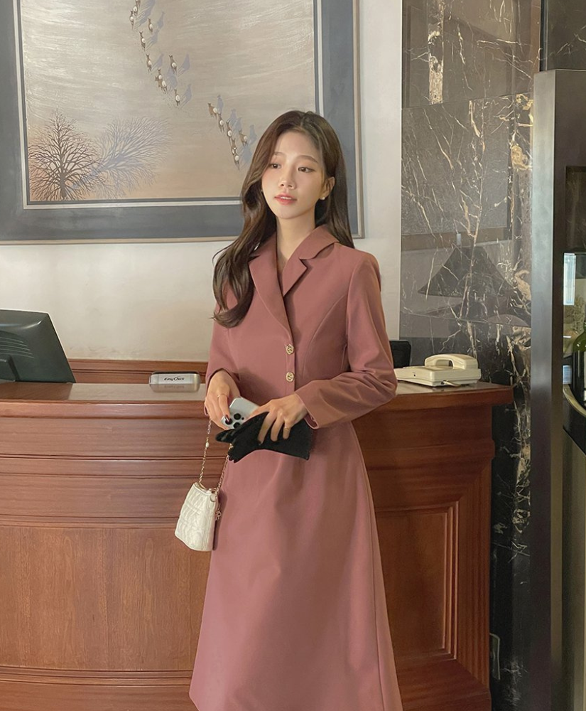 Mabel 鈕釦A字洋裝 [ 3色 / S,M,L ]