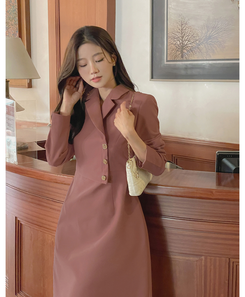 Mabel 鈕釦A字洋裝 [ 3色 / S,M,L ]