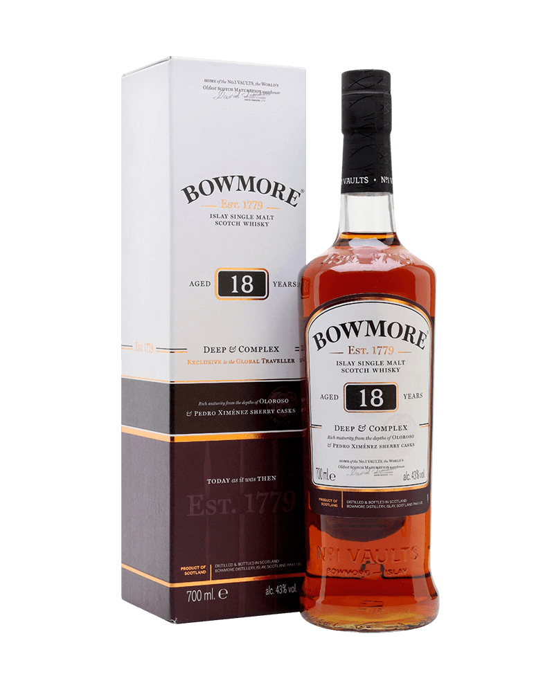 Bowmore 18 Years Old PX sherry Deep & Complex Single Malt Whisky 700mL