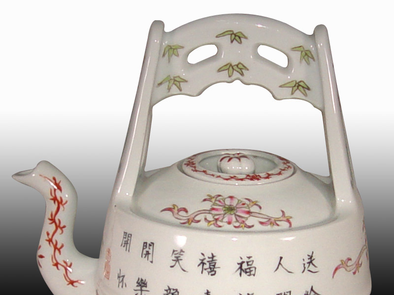 鹿港窯|居家風水擺件|粉彩瓷戲嬰圖百福壺|仿康熙藝術品