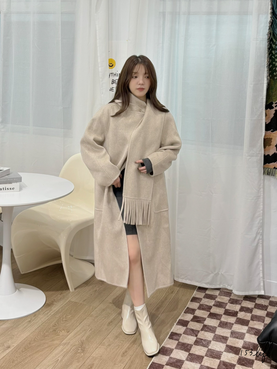 𝑙𝑎𝑑𝑦.輕熟風|高質感舒適羊毛圍巾大衣(2色)