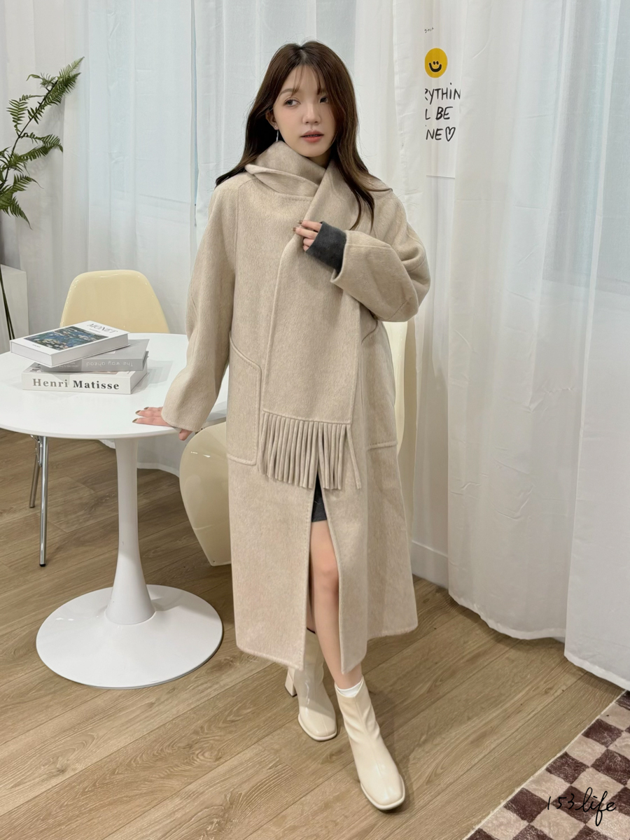 𝑙𝑎𝑑𝑦.輕熟風|高質感舒適羊毛圍巾大衣(2色)
