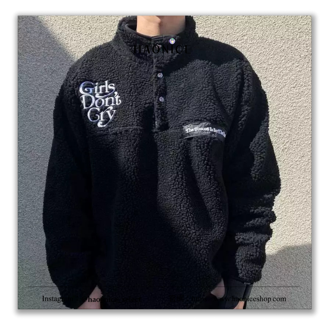 【HAO NICE】HUMAN MADE × Girls Don't Cry 伊勢丹聯名 長袖 羊羔絨外套 背後刺繡經典字母LOGO 素色百搭