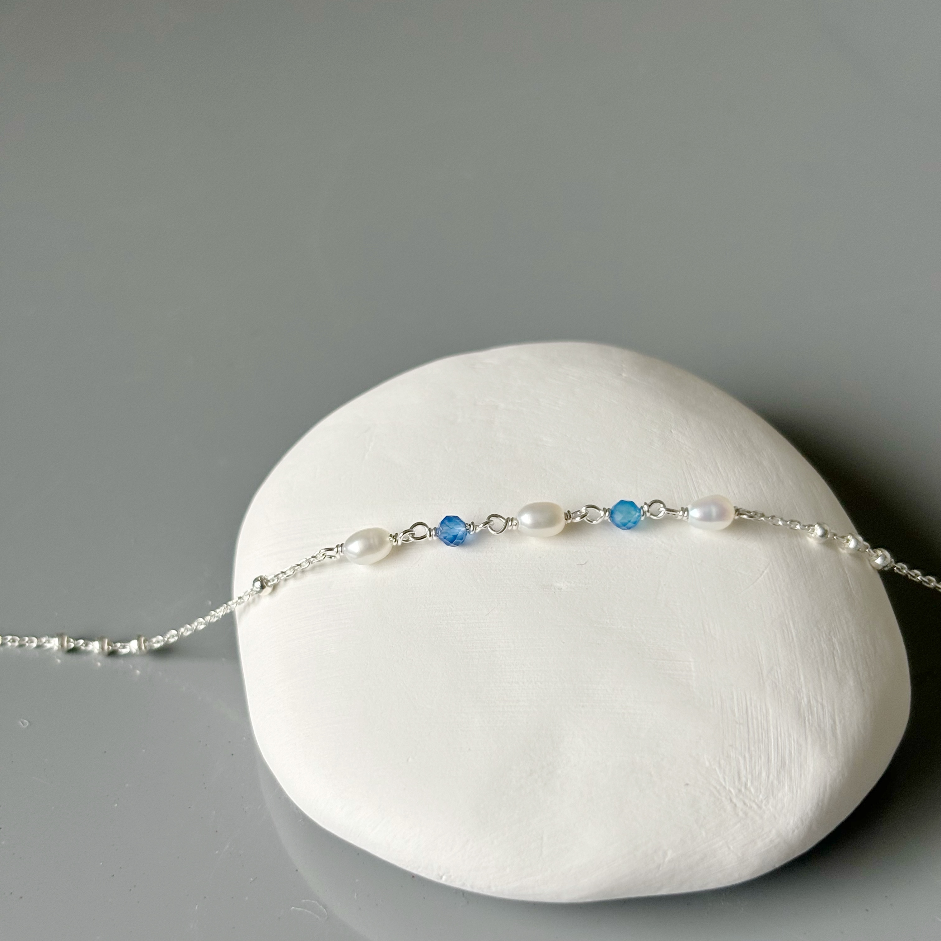 珍珠海藍triplets手鏈