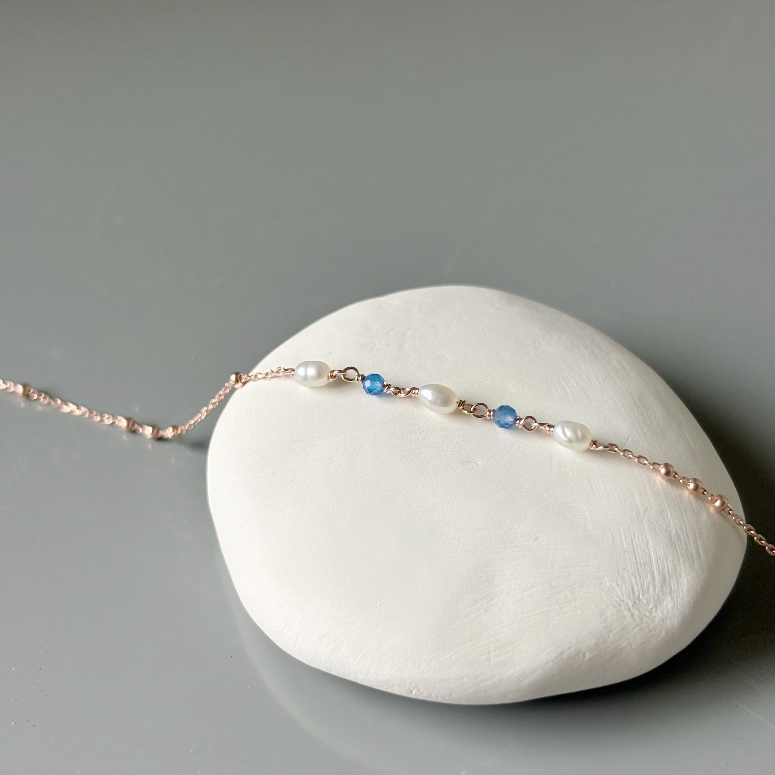 珍珠海藍triplets手鏈