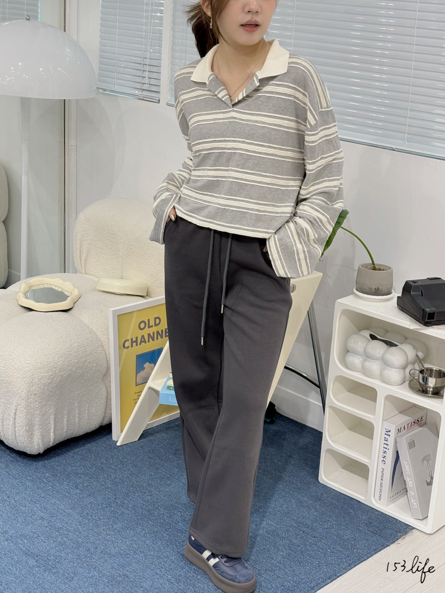 ⛄️(加絨/一般)小個子鬆緊綁帶休閒棉質寬褲(XXS-L)(九分/長款)