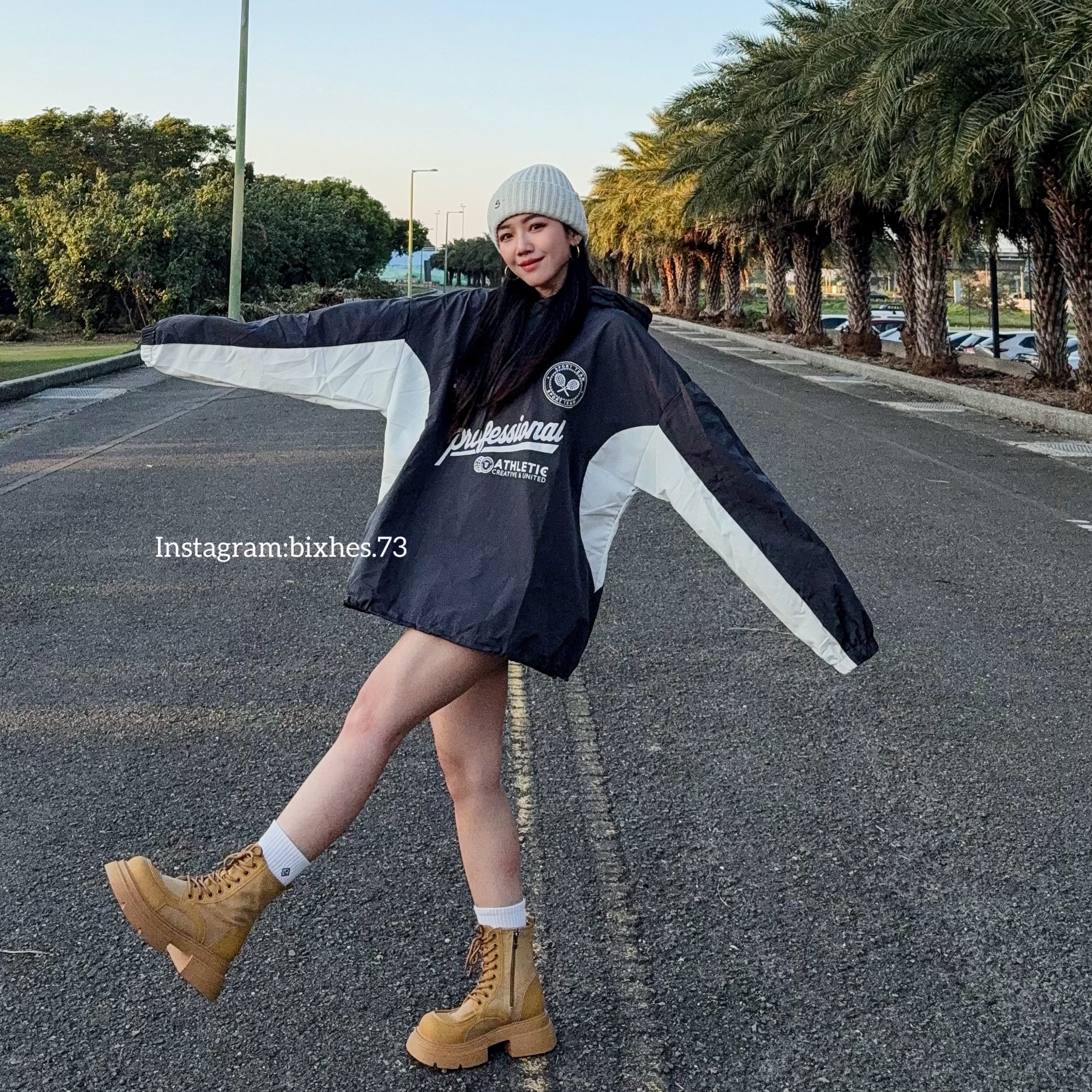 拼接色風衣連帽外套(B00104)