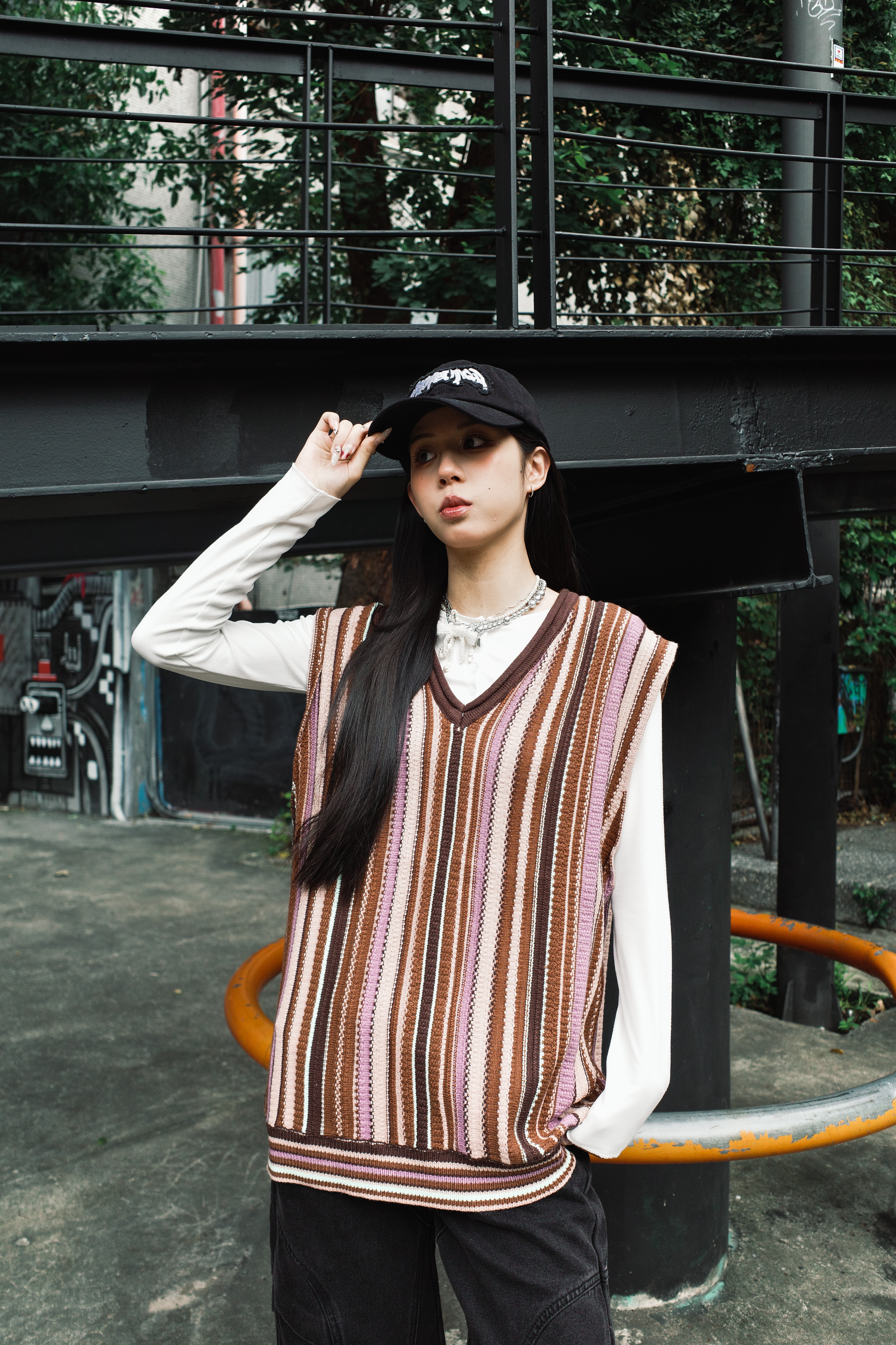 『Always_Good』復古 條紋 針織 毛衣 背心