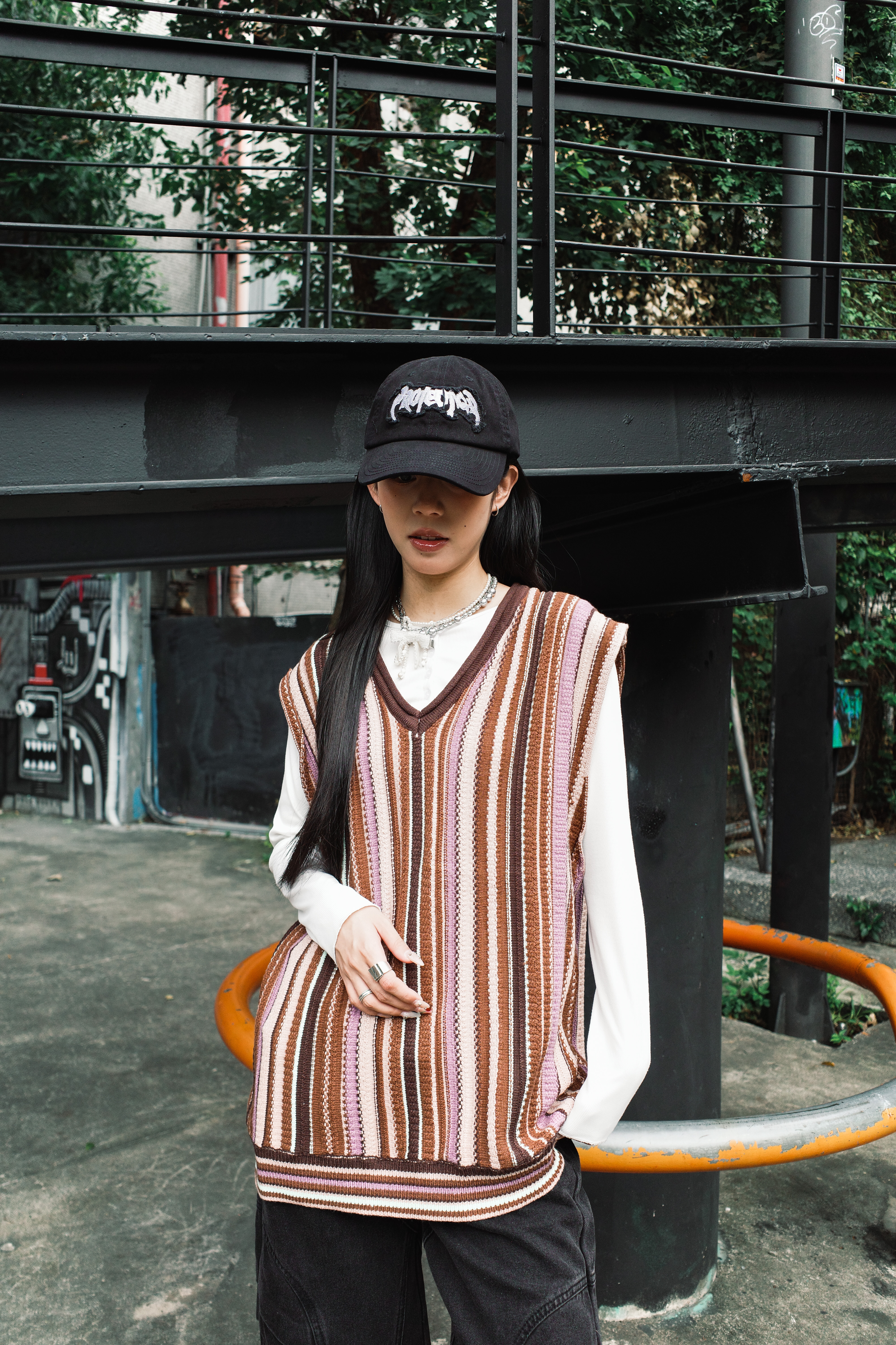 『Always_Good』復古 條紋 針織 毛衣 背心