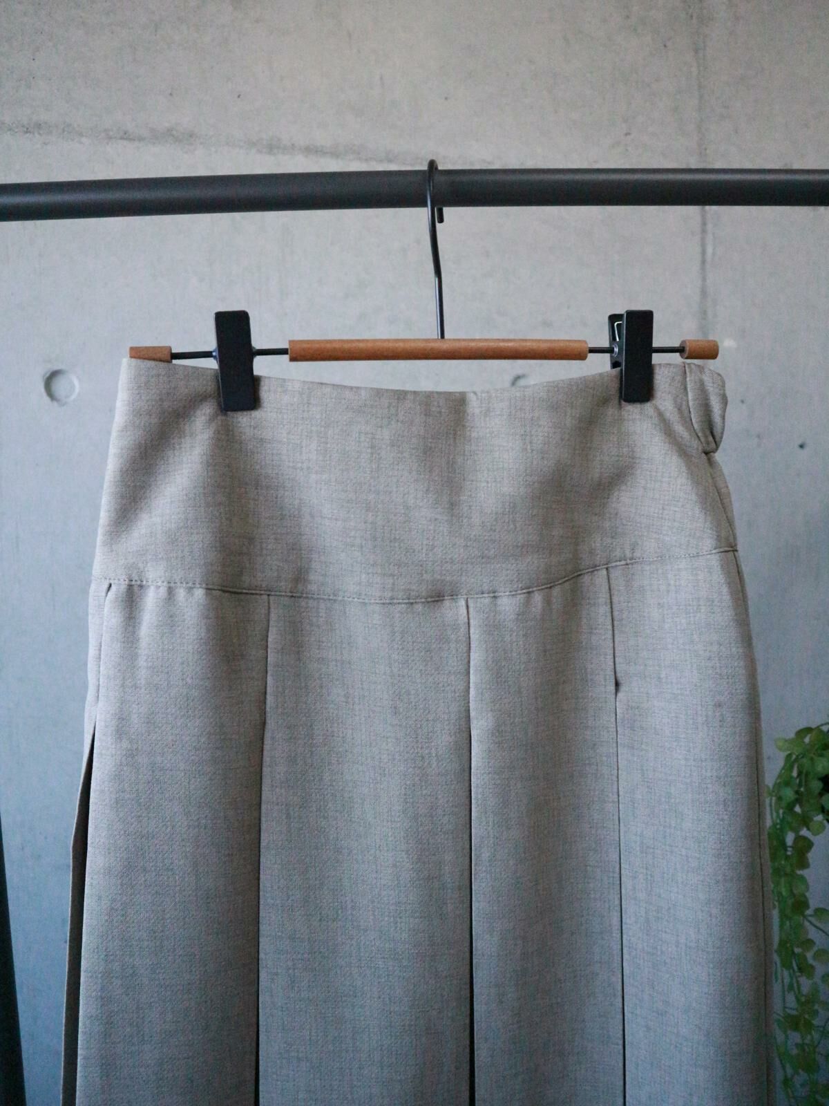 ｛Special Price} 米灰色箱形褶皺紋理面料長裙【日本直送】