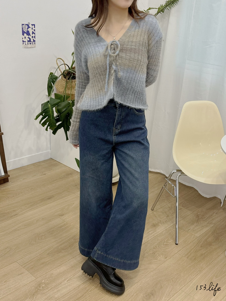 ⛄️(加絨/一般)小個子牛仔寬鬆長腿喇叭寬褲(XXS-L)(九分/長款)