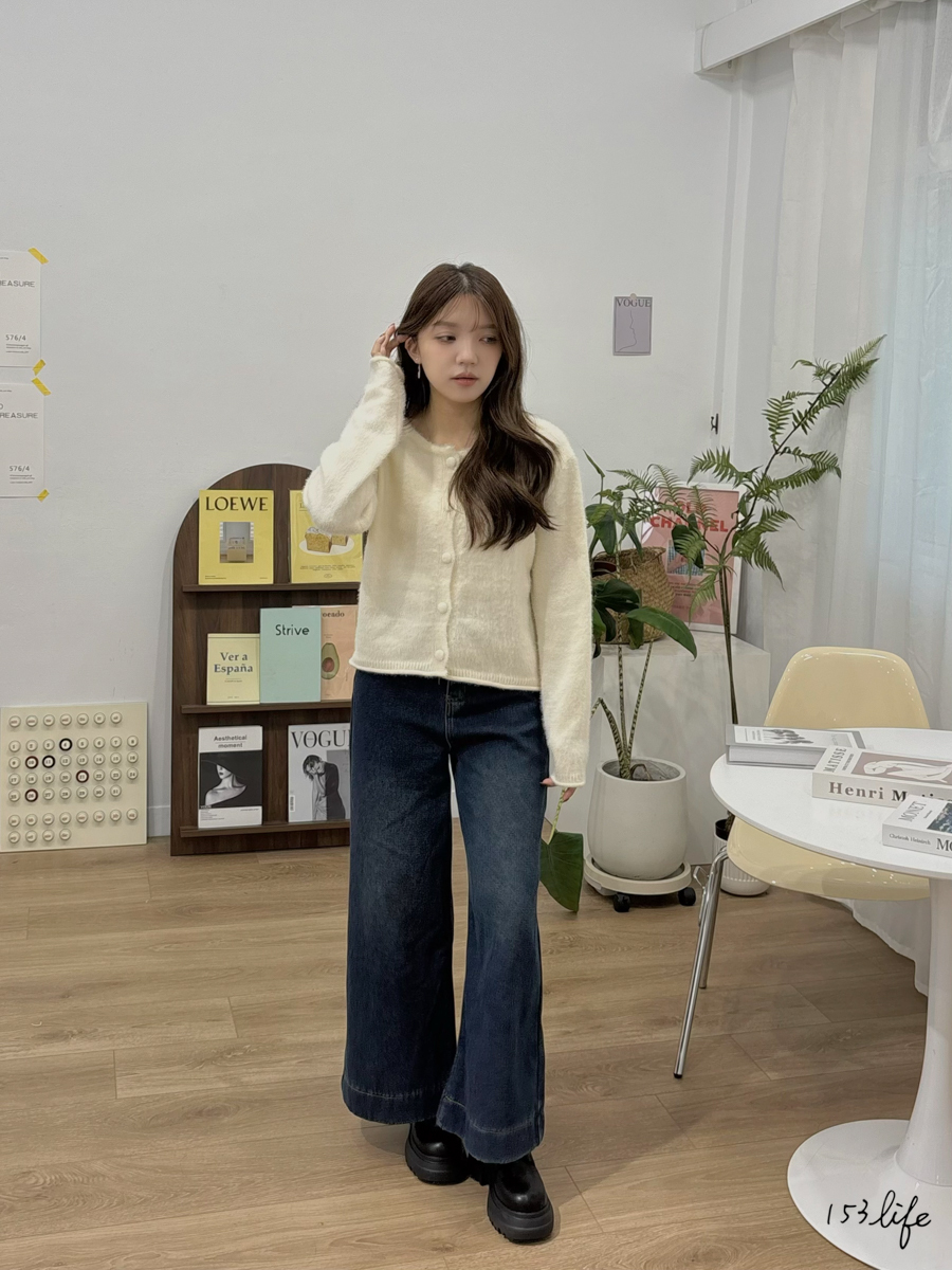 ⛄️(加絨/一般)小個子牛仔寬鬆長腿喇叭寬褲(XXS-L)(九分/長款)