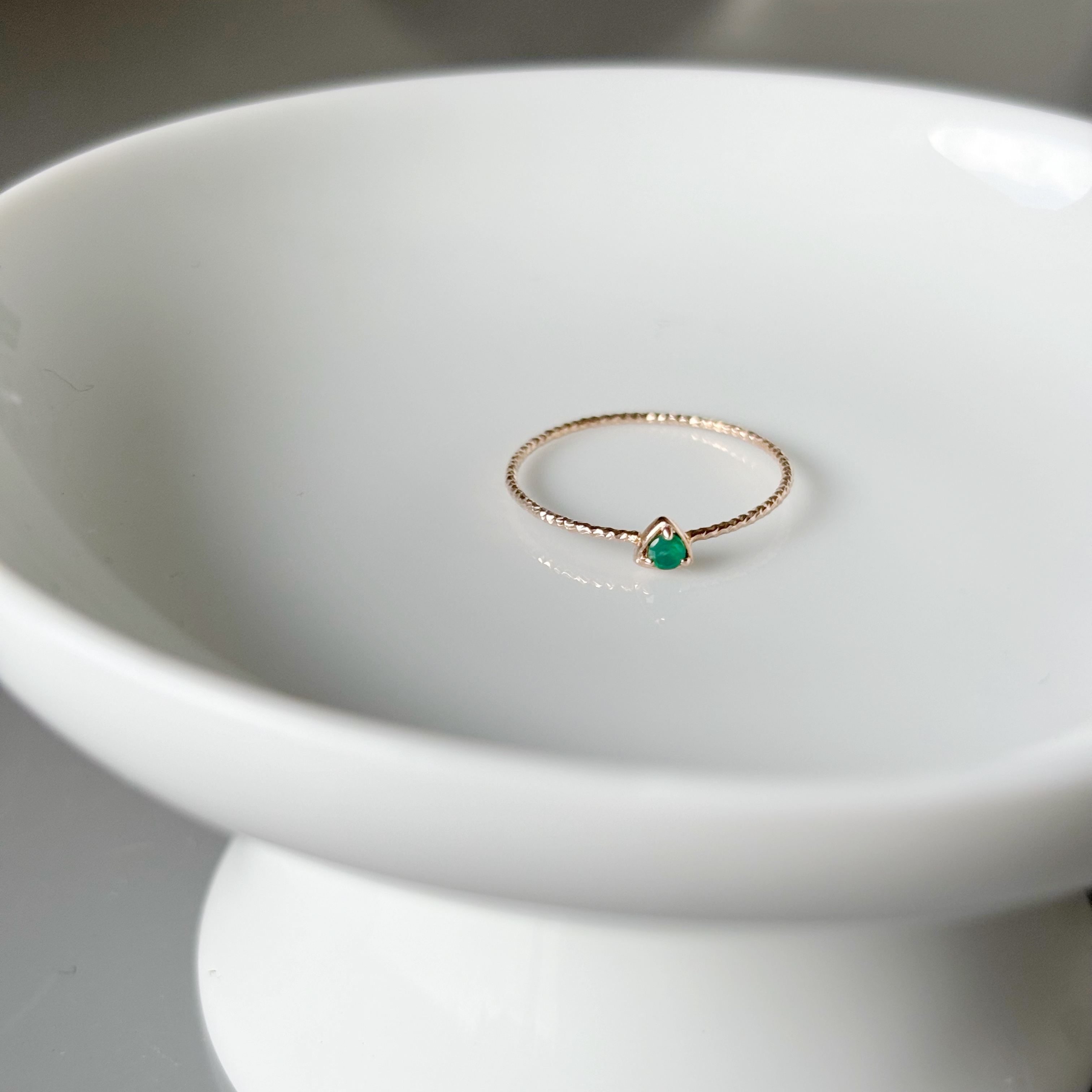 小三角綠瑪瑙戒指