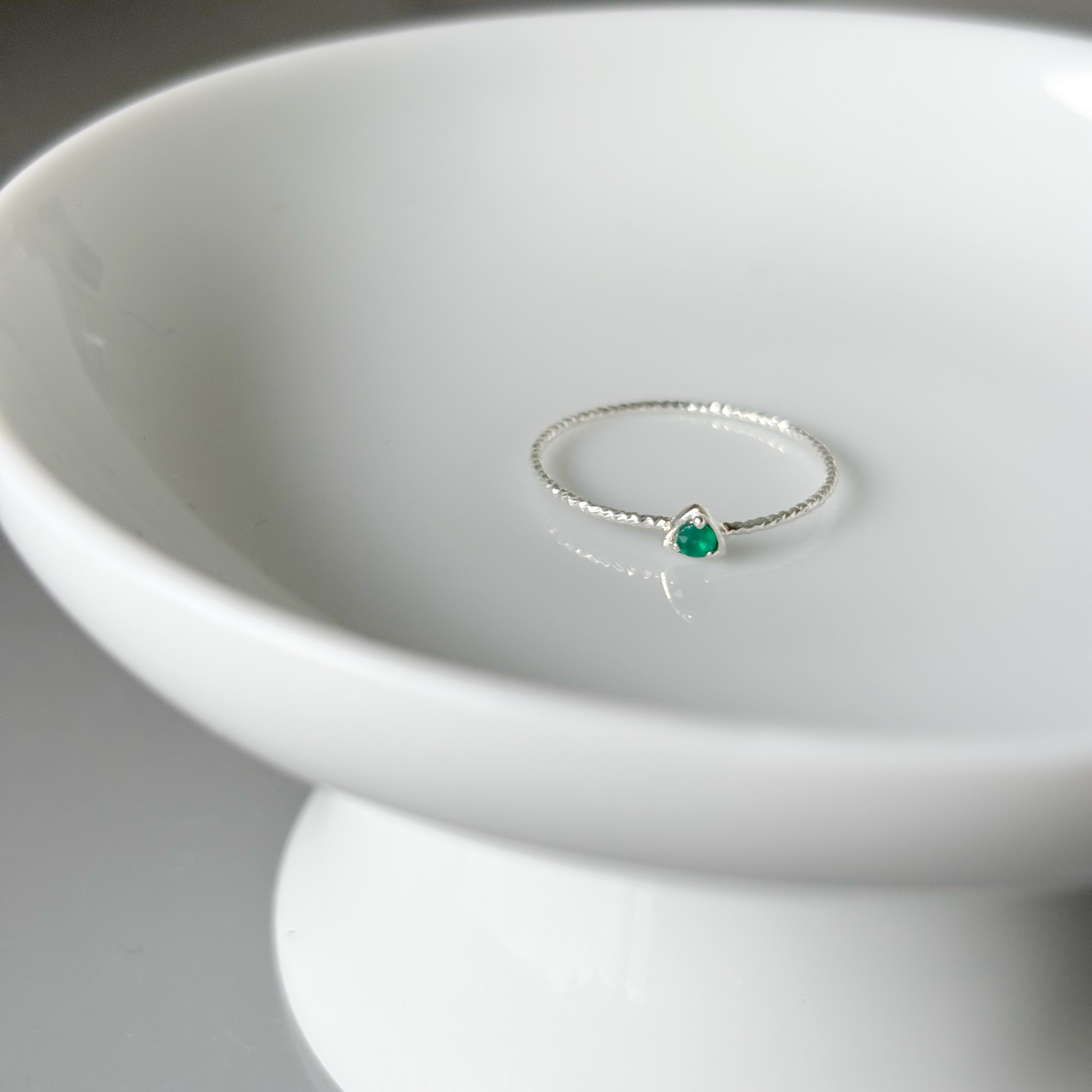 小三角綠瑪瑙戒指