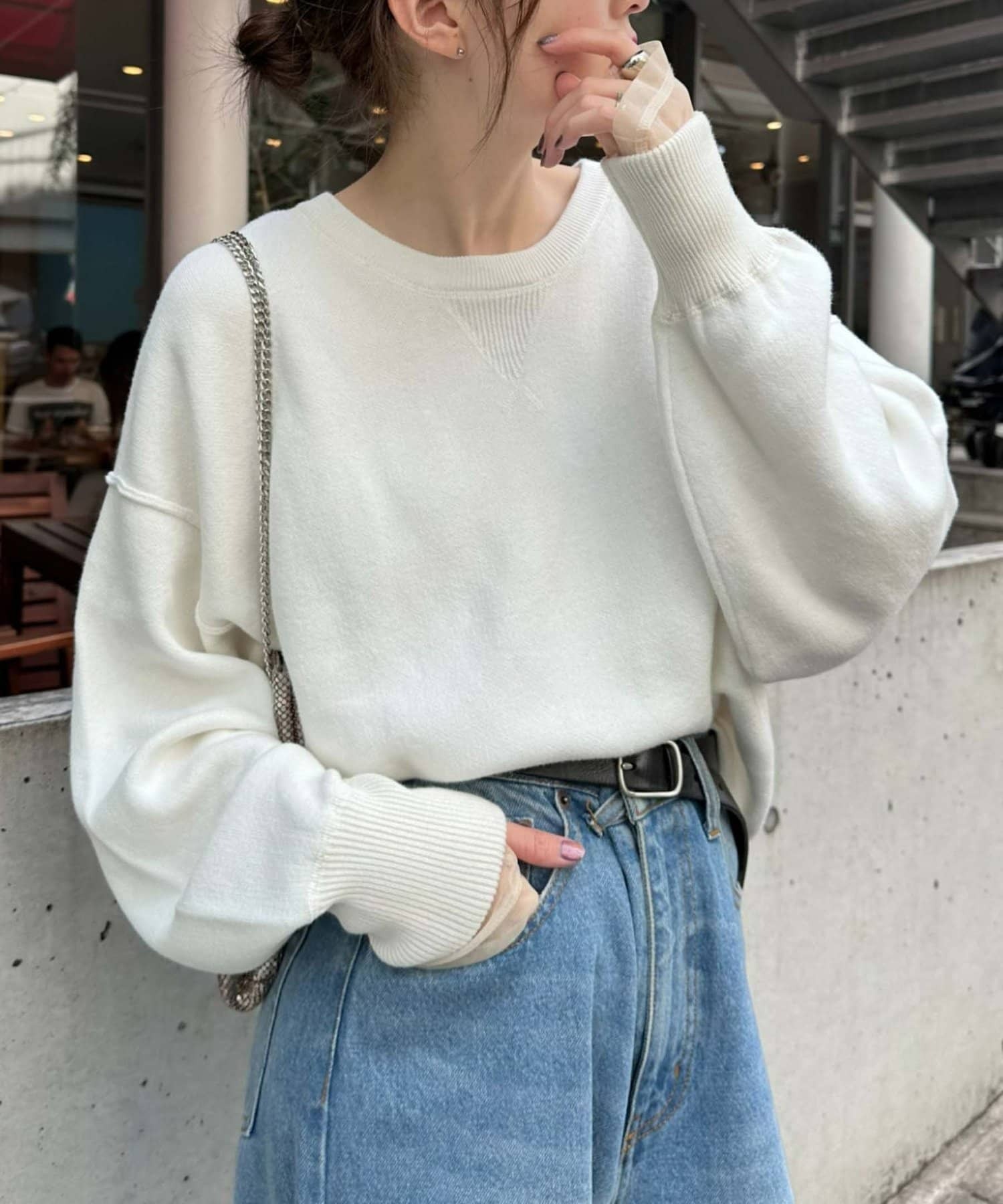 CIAOPANIC TYPY(チャオパニックティピー)  【15色展開】スウェットライクニット白（TYZ1042205A0001）