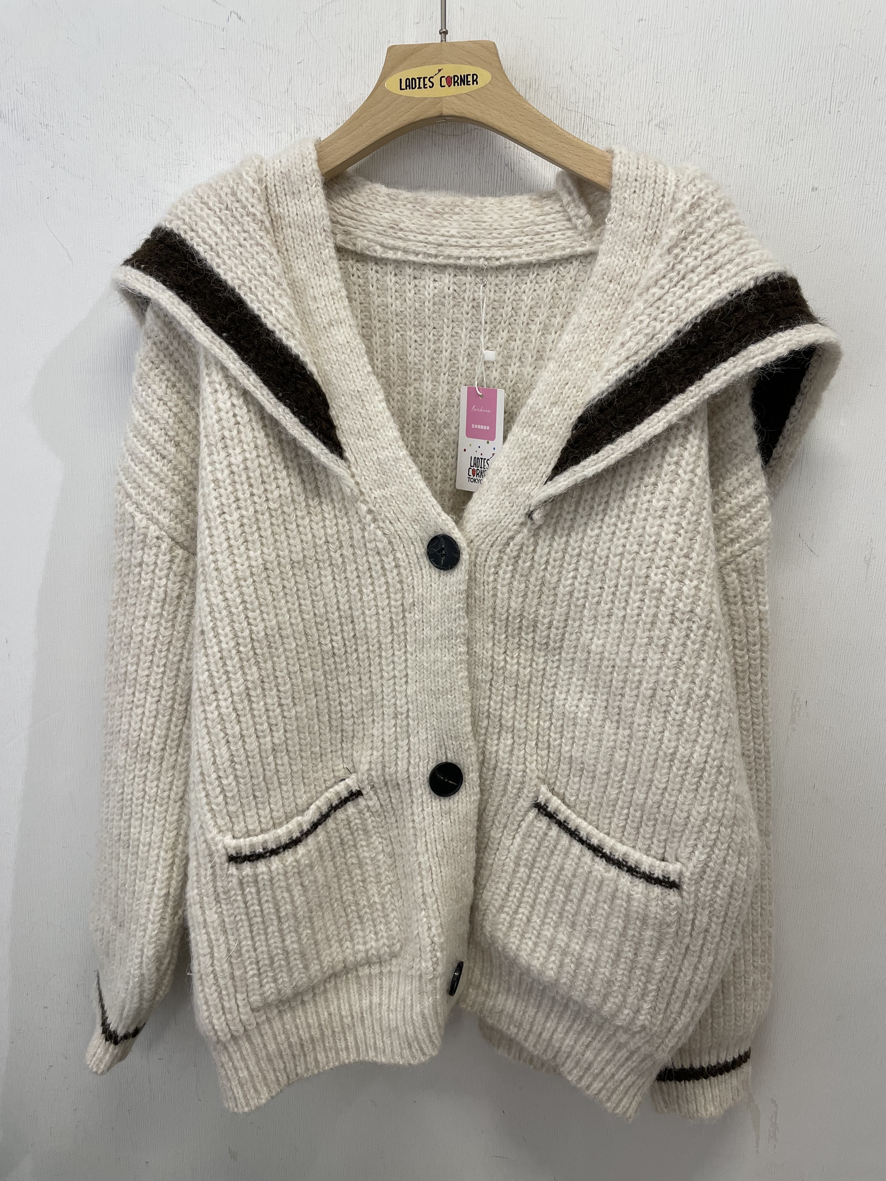 KR 拼色水手領針織外套