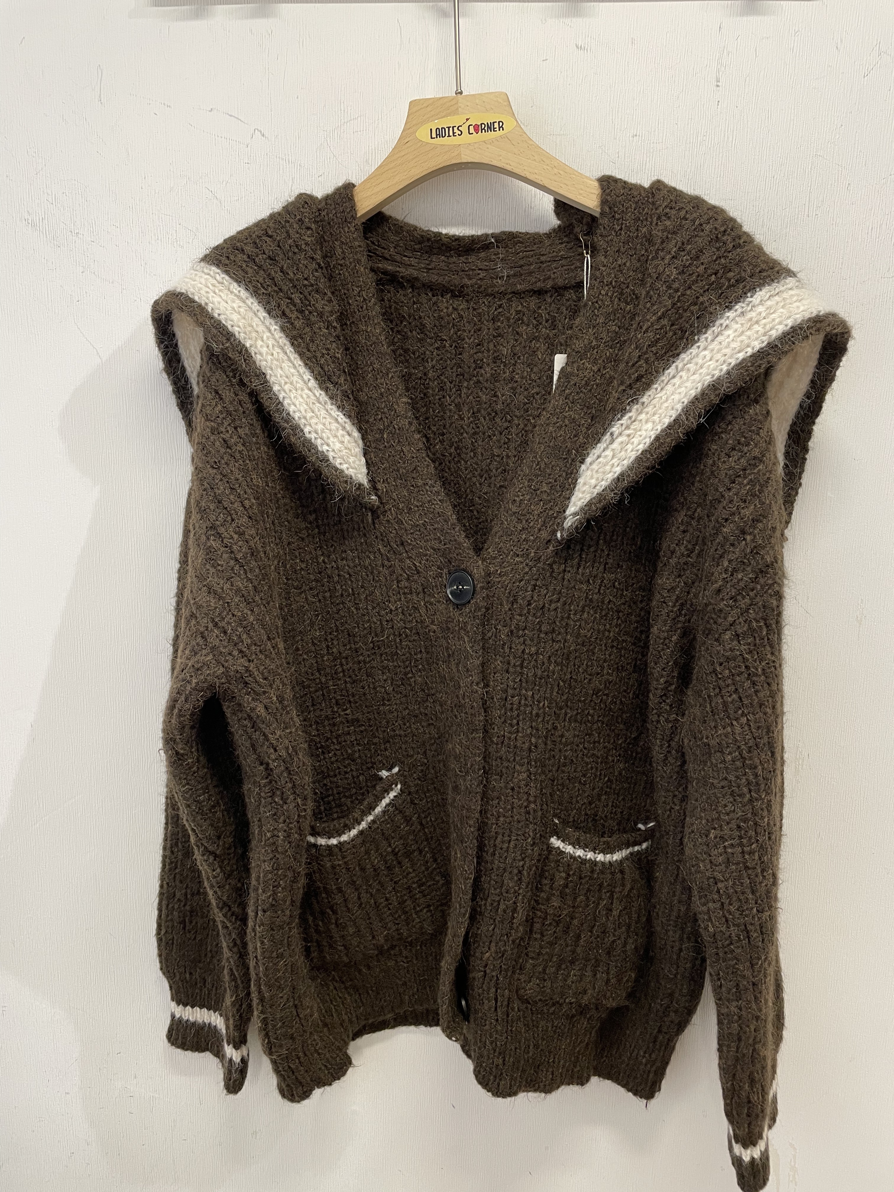 KR 拼色水手領針織外套