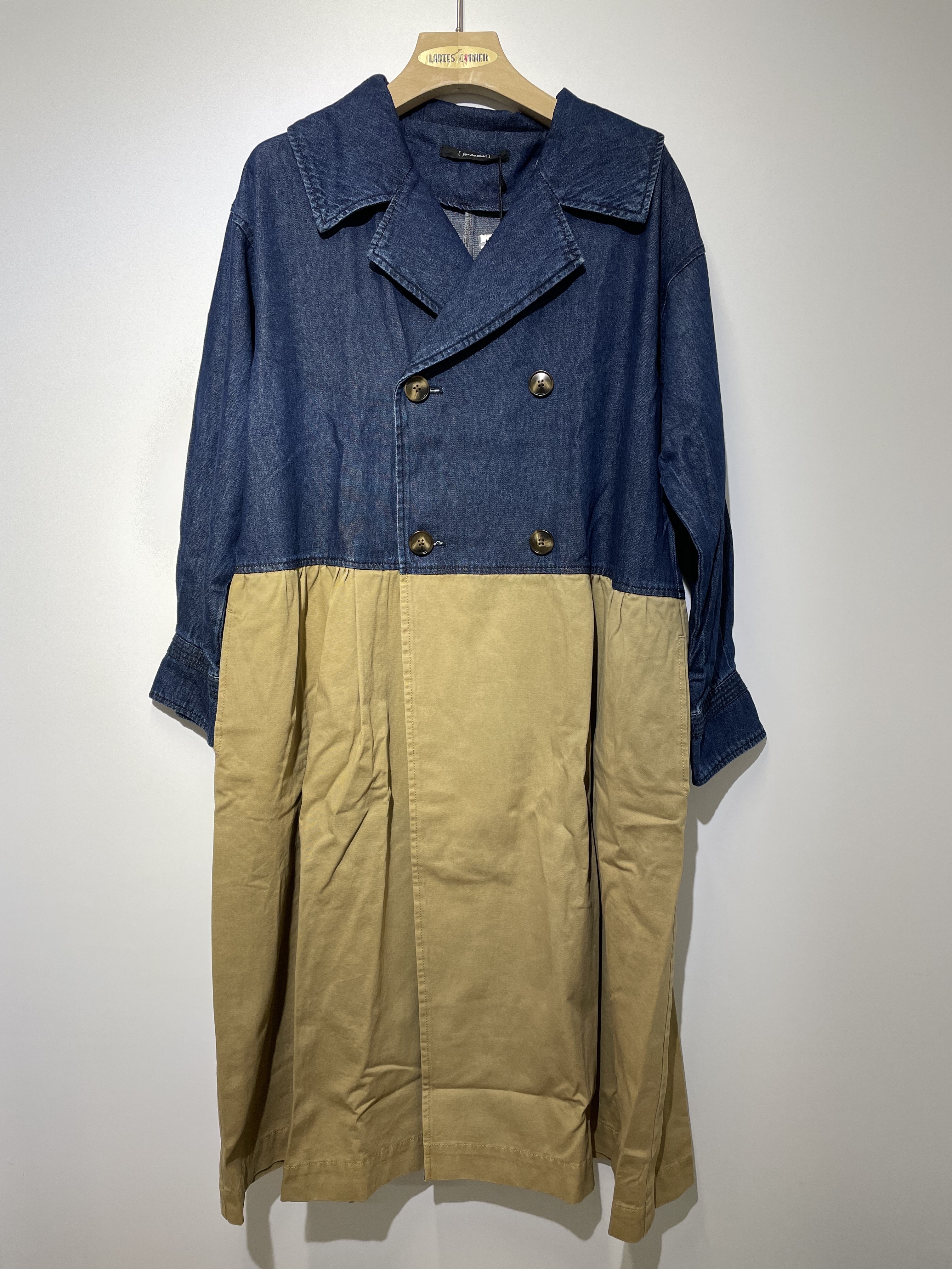 JP 拼牛仔孖襟長outer