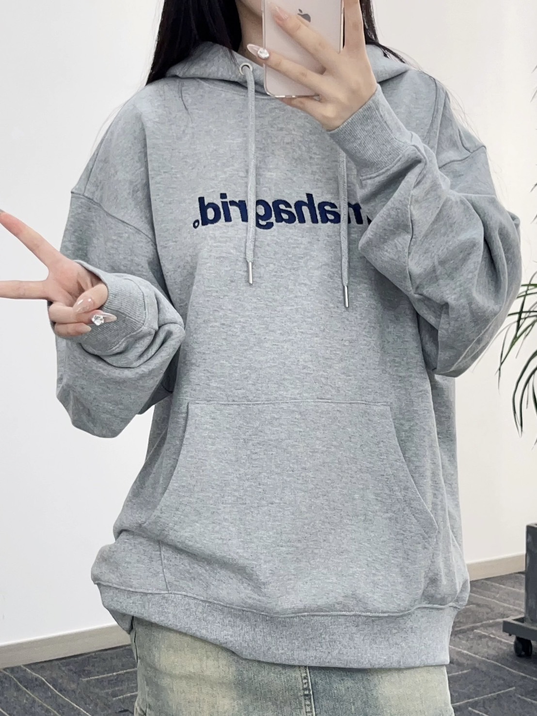 MAHAGRID 韓版LOGO字母刺繡 連帽衛衣 帽T 男女同款