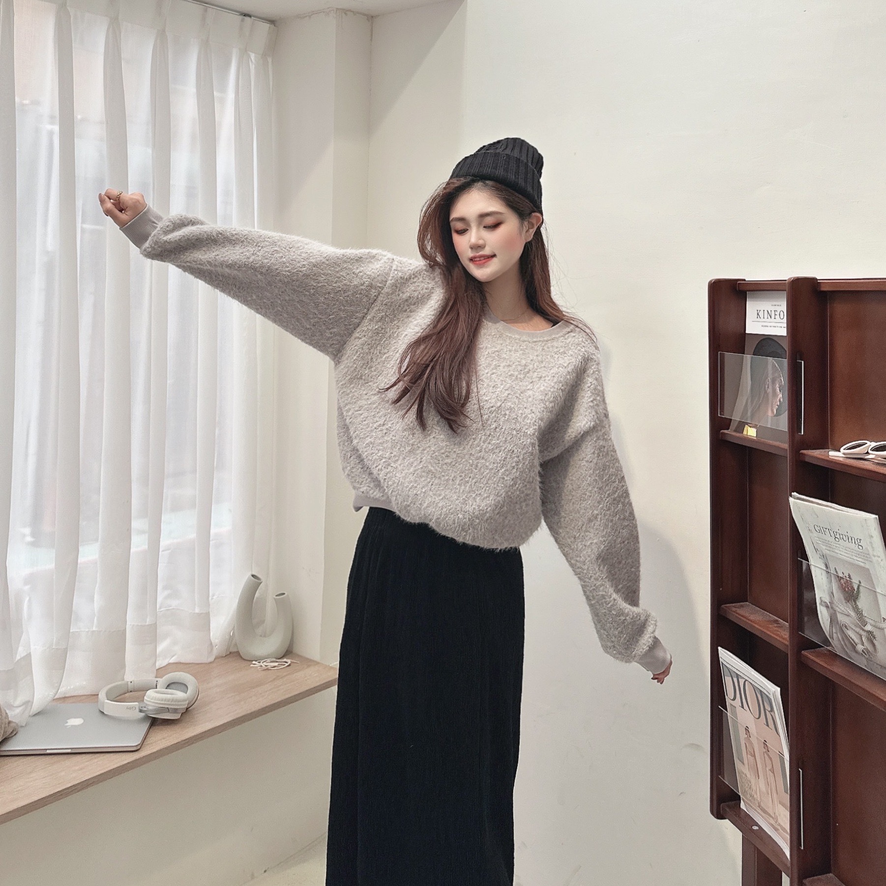 毛流感圓領衣/二色