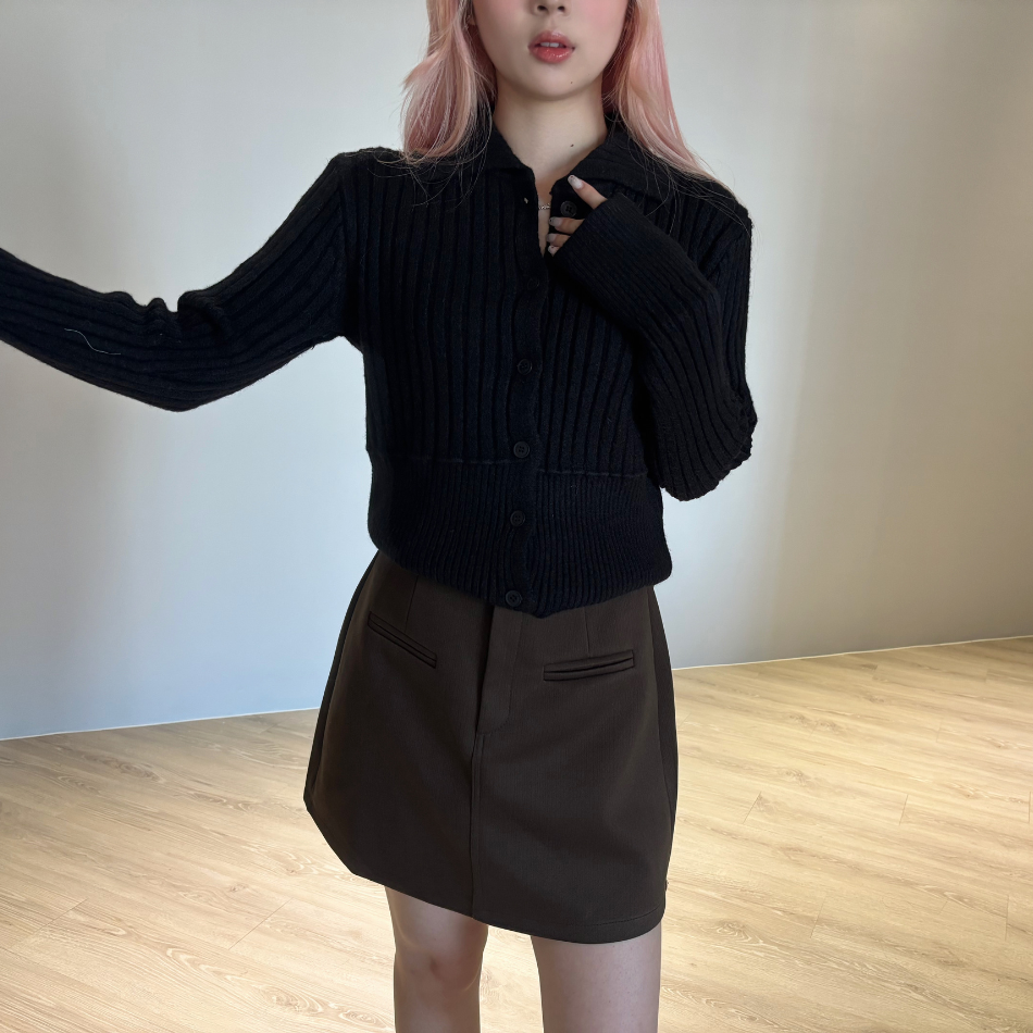 【兔絨POLO領】DOMISS質感排釦毛衣 長袖毛衣(現貨)