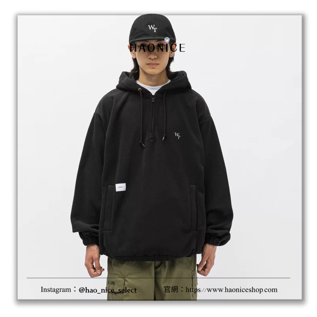 【HAO NICE】WTAPS SIGN 02/HOODY/COTTON 24AW 秋冬新款 純素色刺繡經典小標LOGO 素色百搭長袖 半拉鍊帽T