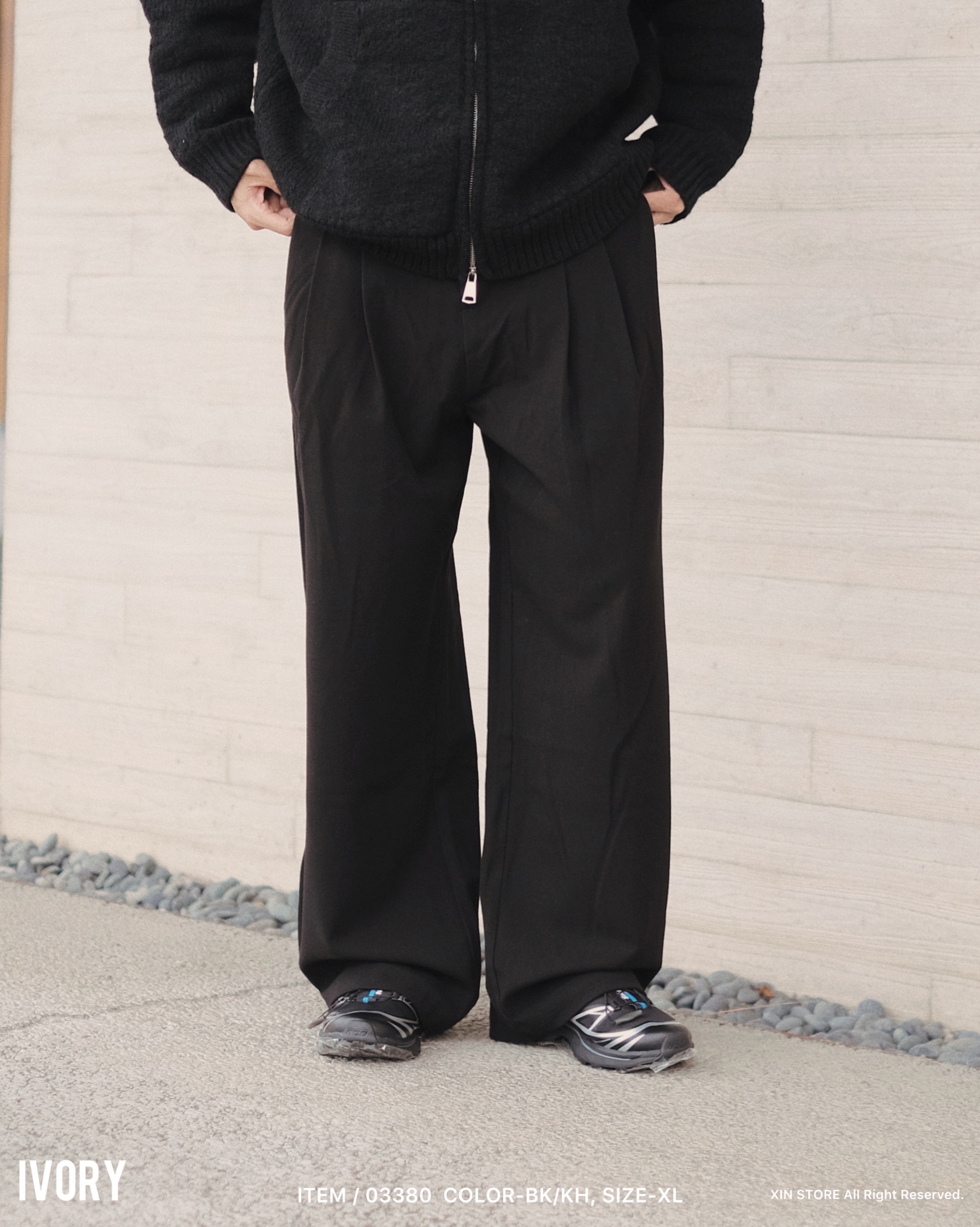 【現貨】IVORY Brushed Trousers 磨毛 長褲 寬褲 兩色【03880】